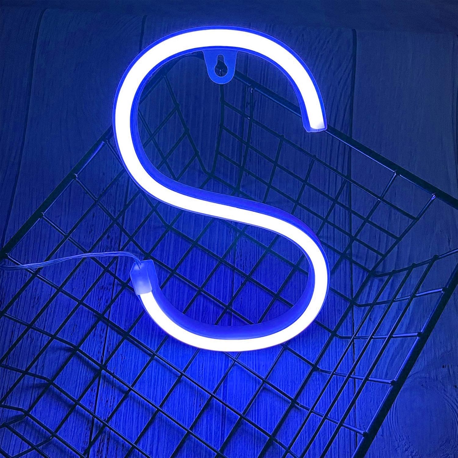 Letreros de neón, letras de ENUOLI claras, letras de marquesina de neón con luces, letreros de luz azul para decoración de pared, fiesta de Navidad,