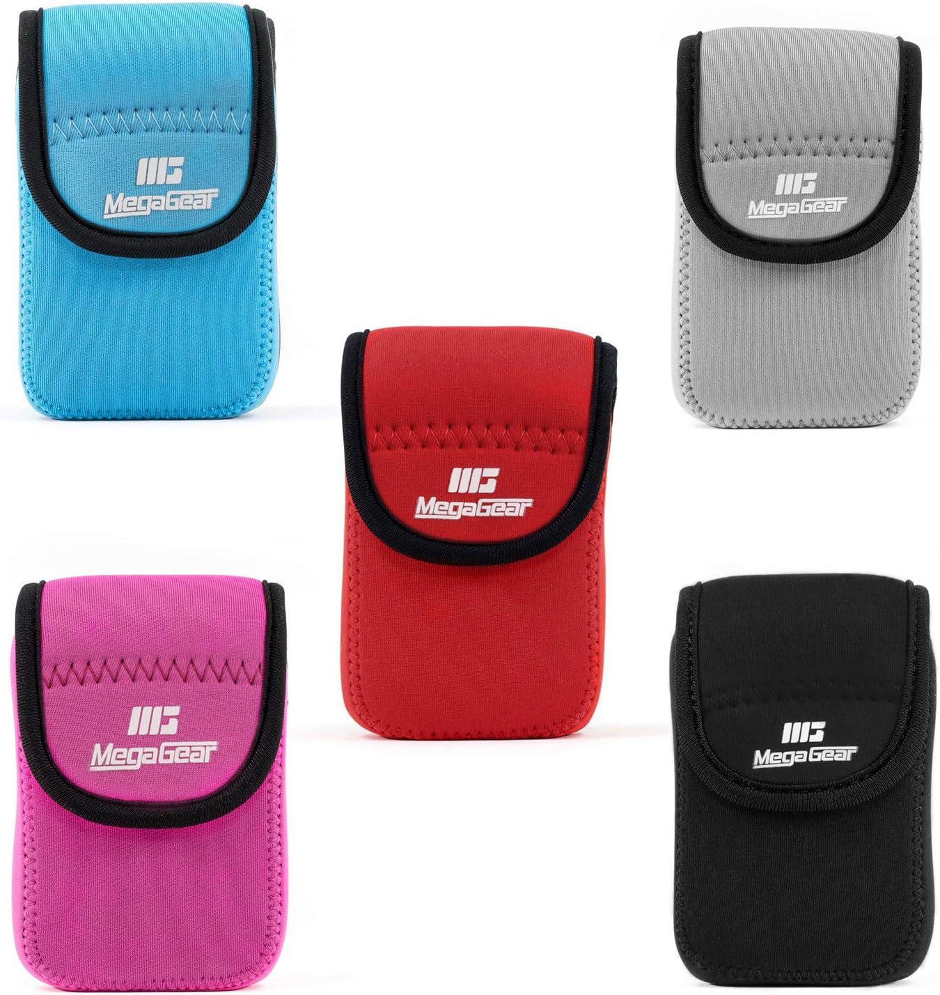 MegaGear Nikon Coolpix W300, AW130, Ricoh WG-30W, WG-50 Funda de neopreno ultra ligera para cámara, con mosquetón, color negro, MG1276, piel