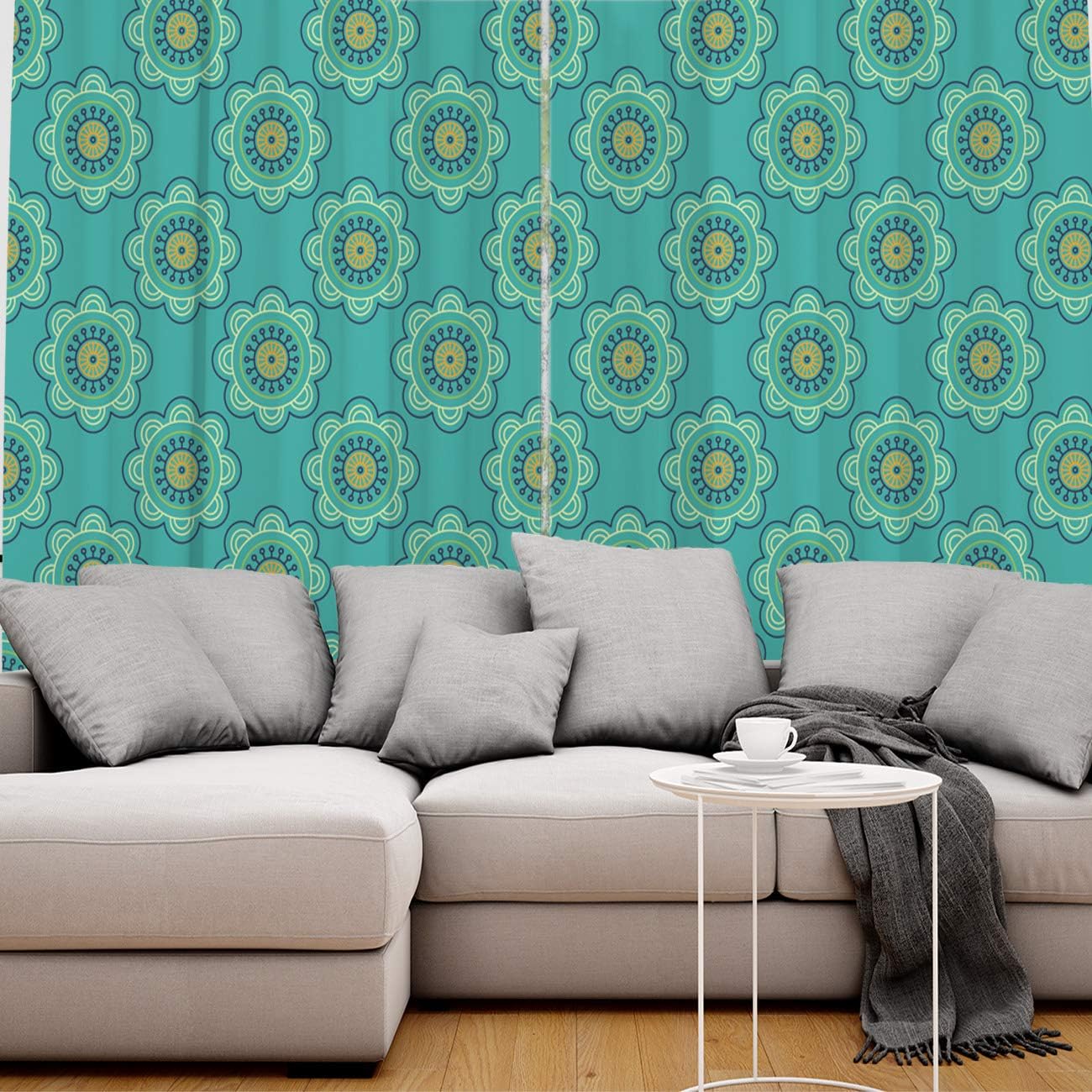 Cortinas opacas térmicas con diseño floral y ojales de metal, cortina elegante para habitación o sala de estar, 52 x 72 pulgadas, 2 paneles