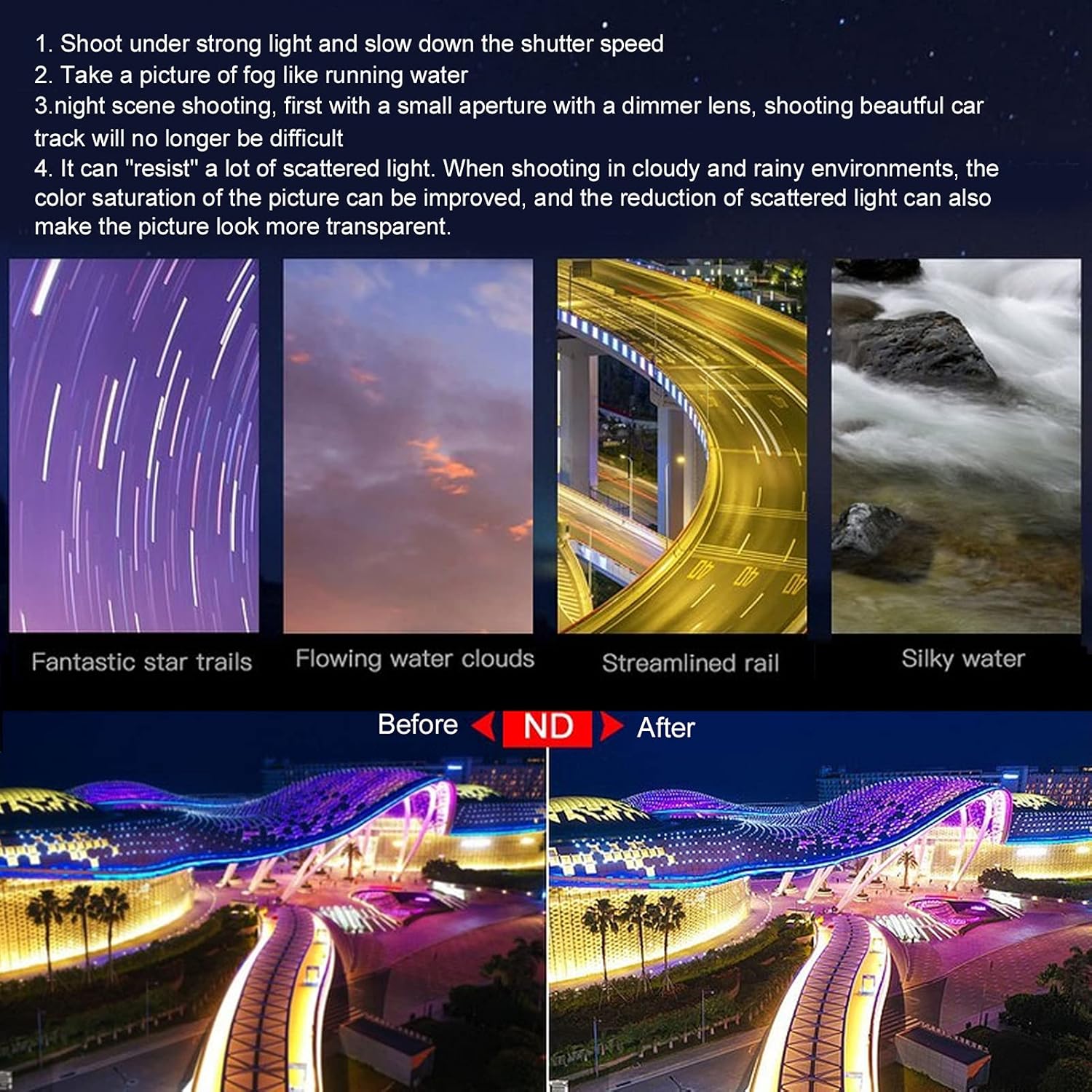 YYOYY – Filtros ND para lentes, filtros de lente de densidad neutra para dron, filtros de lente de cámara impermeables, restauran colores reales,