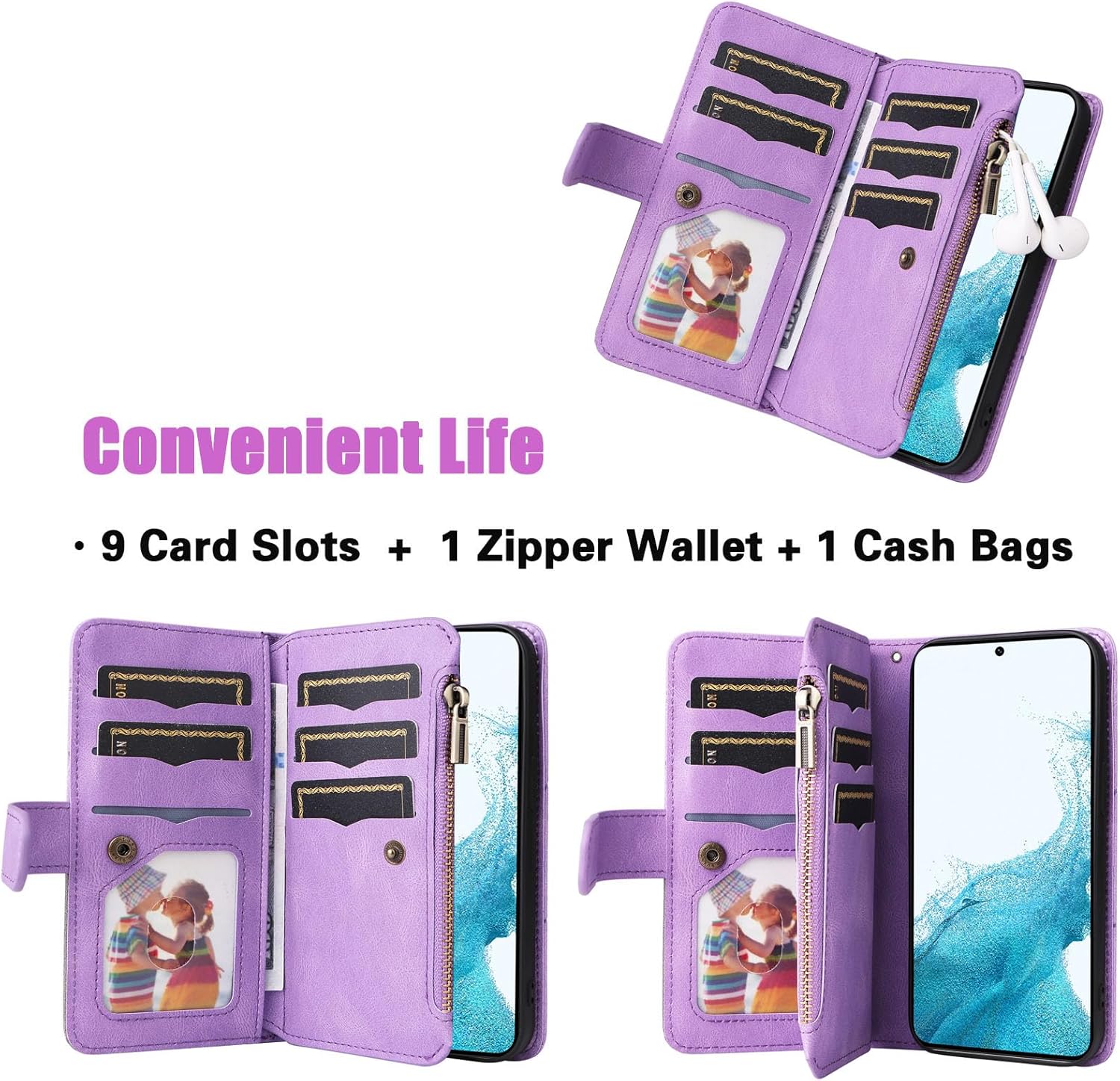 Asuwish Funda de teléfono para Samsung Galaxy A54 5G Funda tipo cartera con protector de pantalla de vidrio templado y correa para la muñeca,