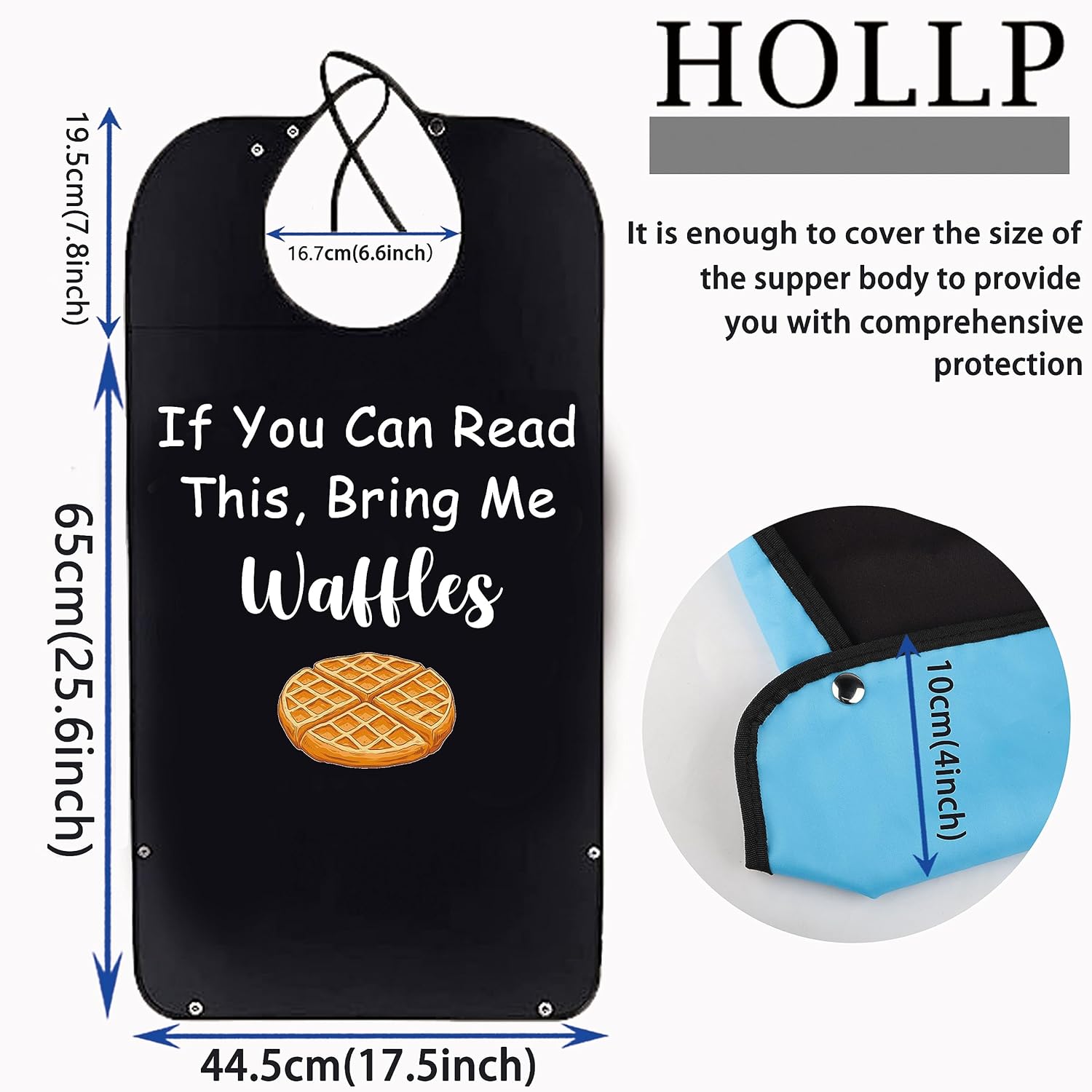 HOLLP Baberos reutilizables para adultos con atrapa migas, para amantes de los gofres, regalo para ancianos