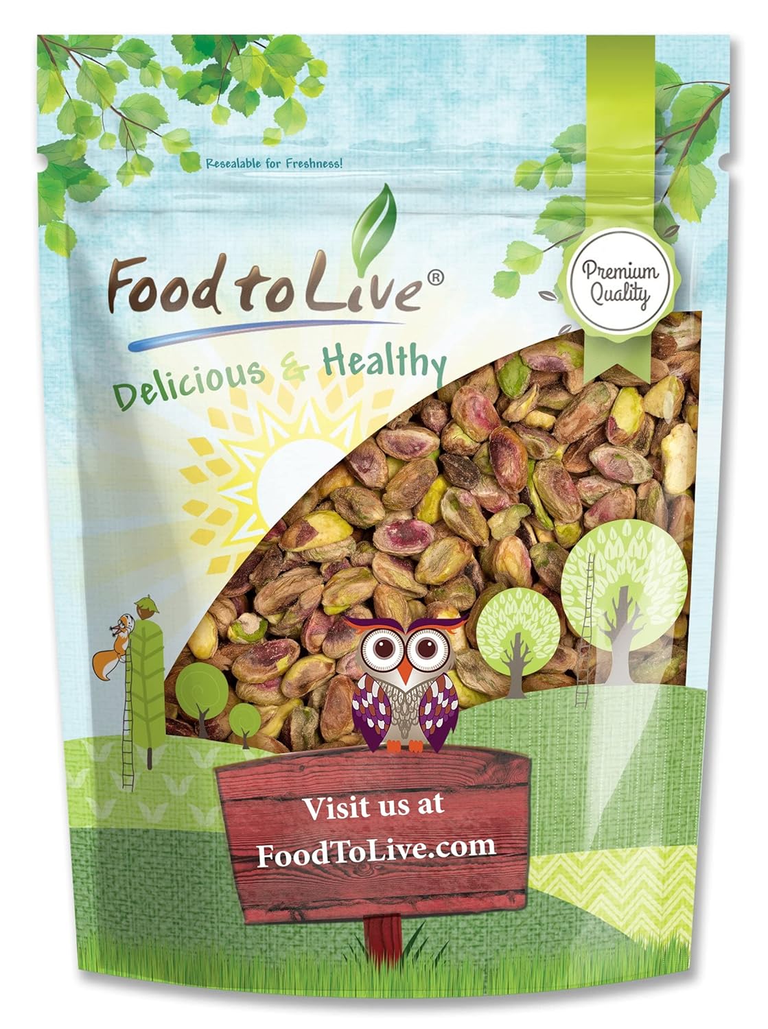 Food to Live Granos de pistacho tostados en seco nueces enteras tostadas al horno, sin cáscara, sin sal, sin aceite añadido, vegano, kosher, a