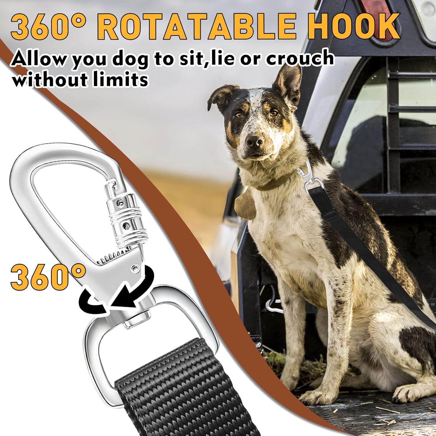 Sistema de correa para perro para cama de camión, correa de amarre para recogida de perro, cinturón de arnés de automóvil para perro, correa de