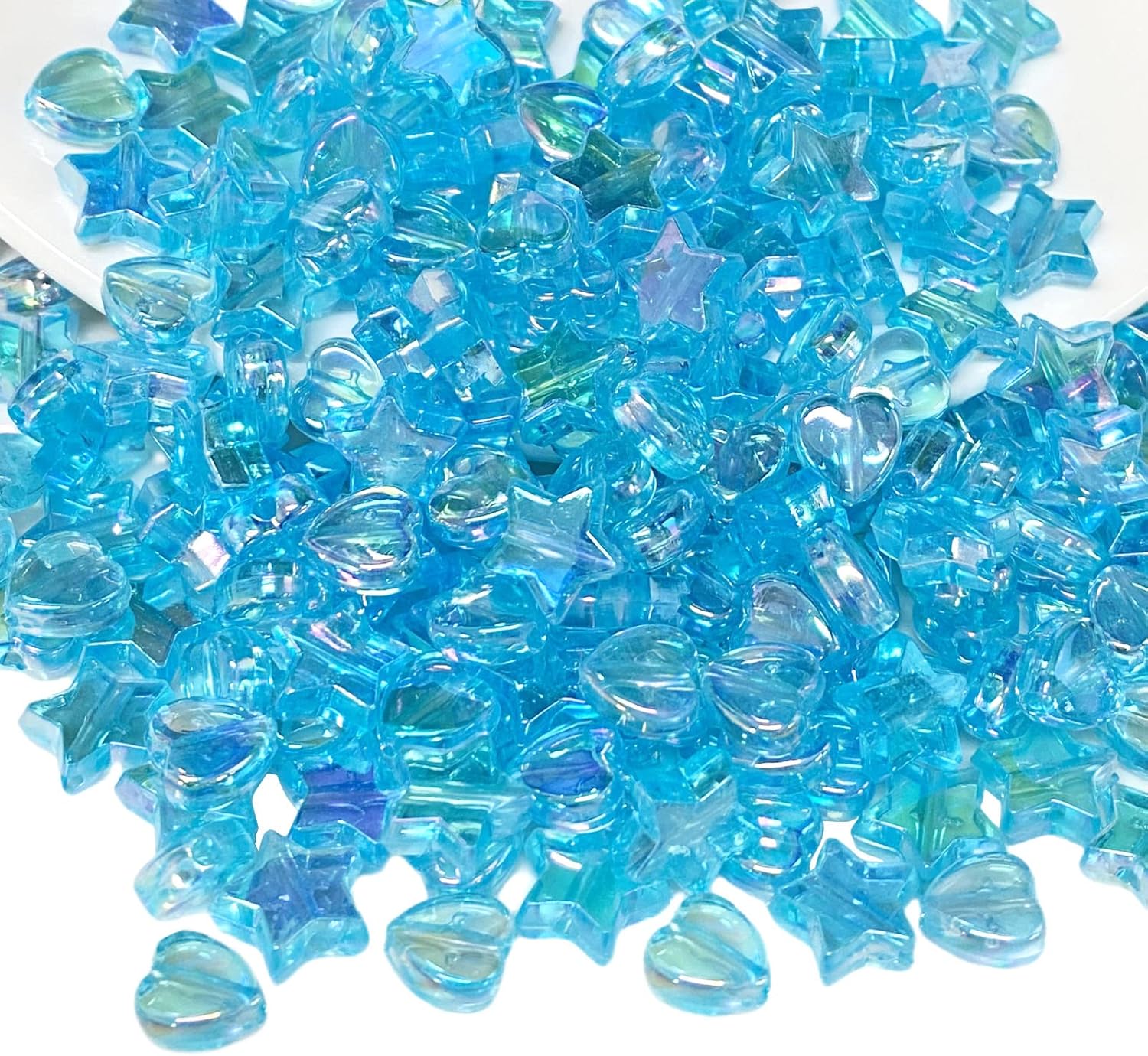 200 cuentas acrílicas en forma de corazón de estrella, surtidos de colores AB, cuentas espaciadoras sueltas para hacer joyas, manualidades,