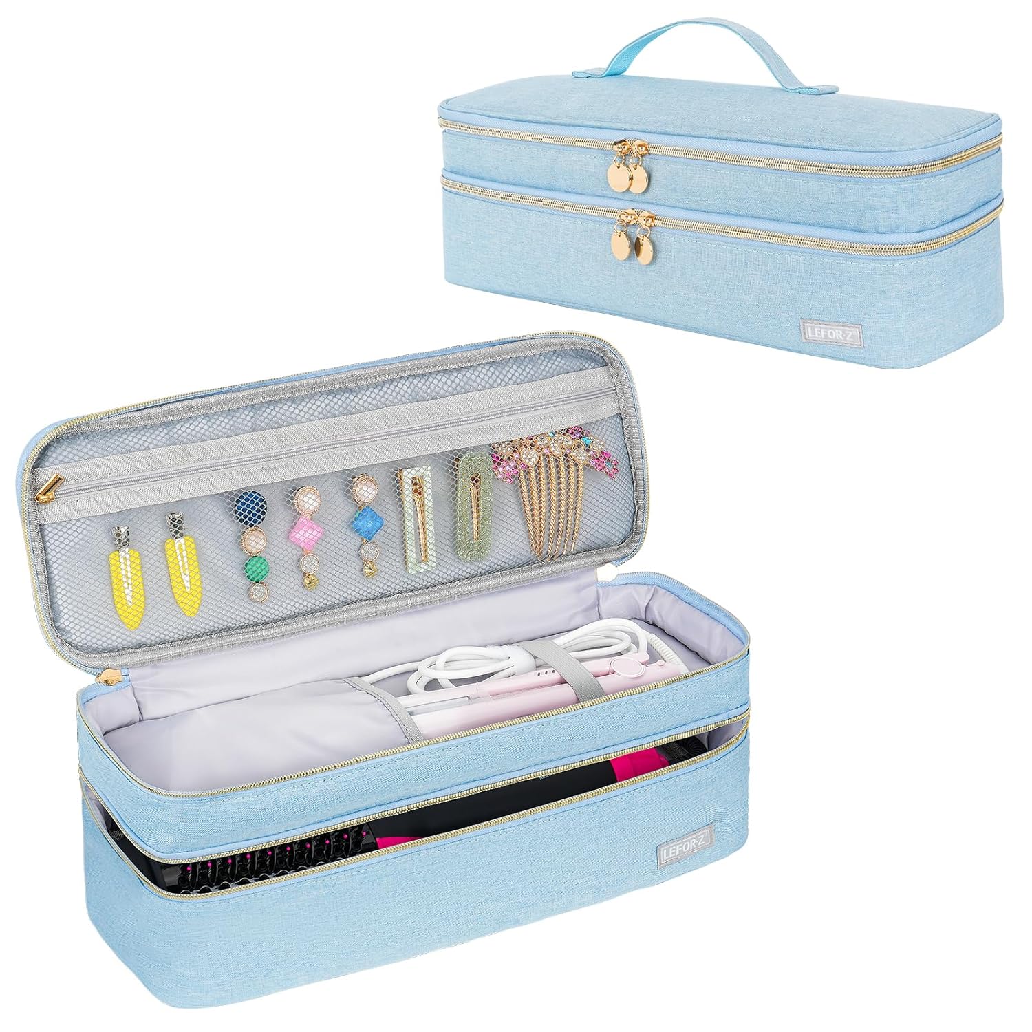 Funda de transporte de viaje de doble capa compatible con cepillo de secado de pelo Revlon de un solo paso, voluminizador, estilizador, herramientas