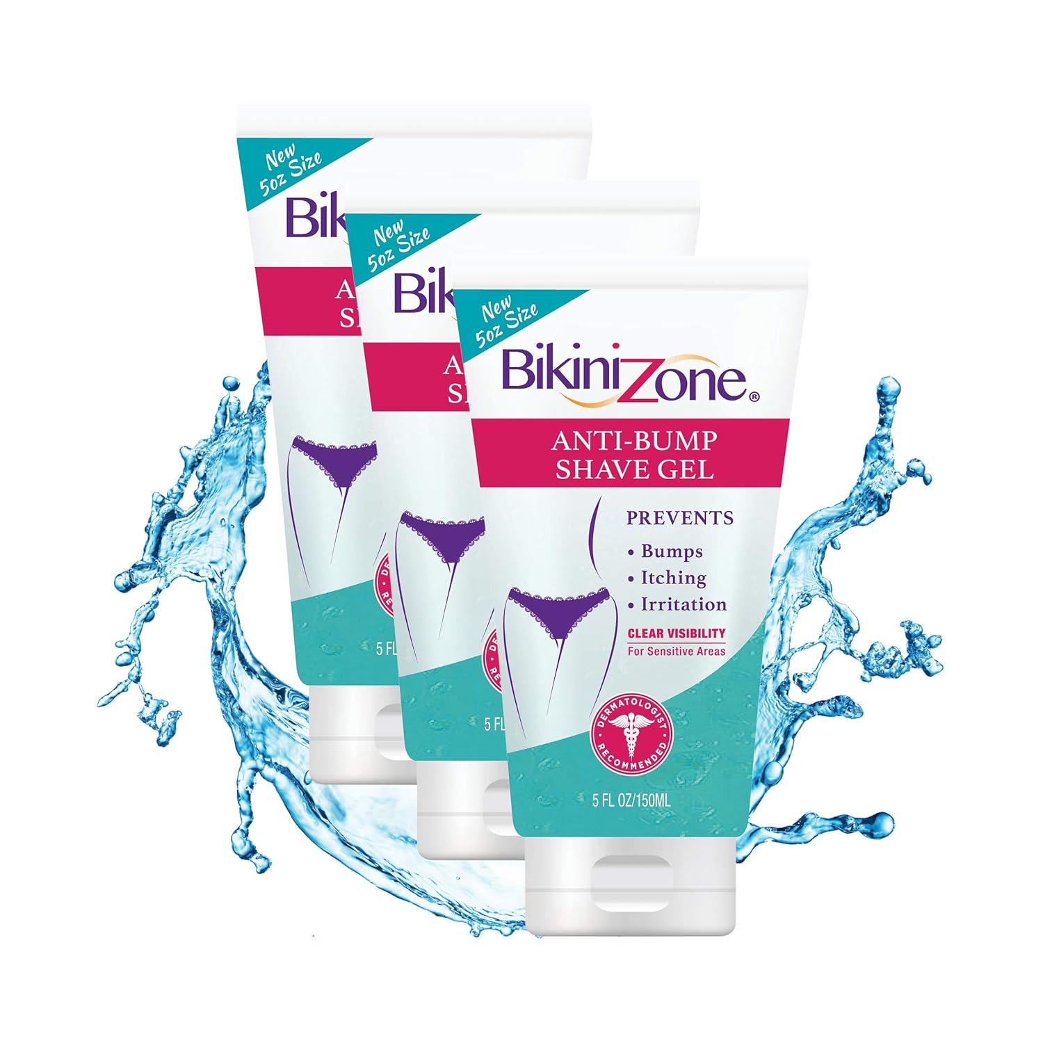 Bikini Zone Gel de afeitado antigolpes, afeitado cercano sin golpes, irritación o pelos encarnados, recomendado por dermatólogos, crema de afeitar