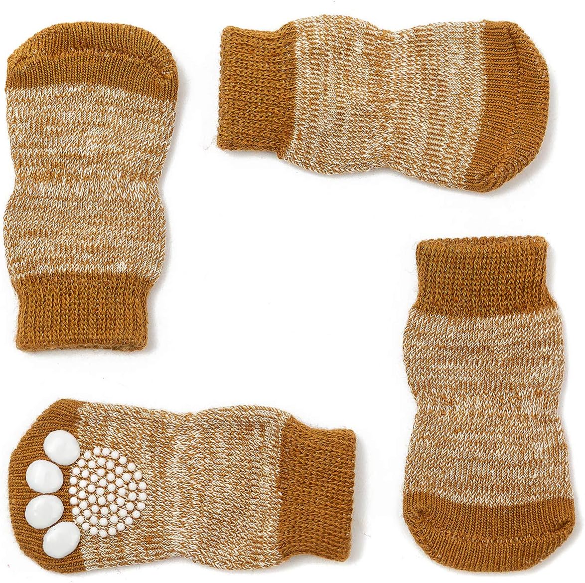 Calcetines de punto antideslizantes para perros y gatos con refuerzo de goma, antideslizante y protector de pata para uso interior, apto para perros
