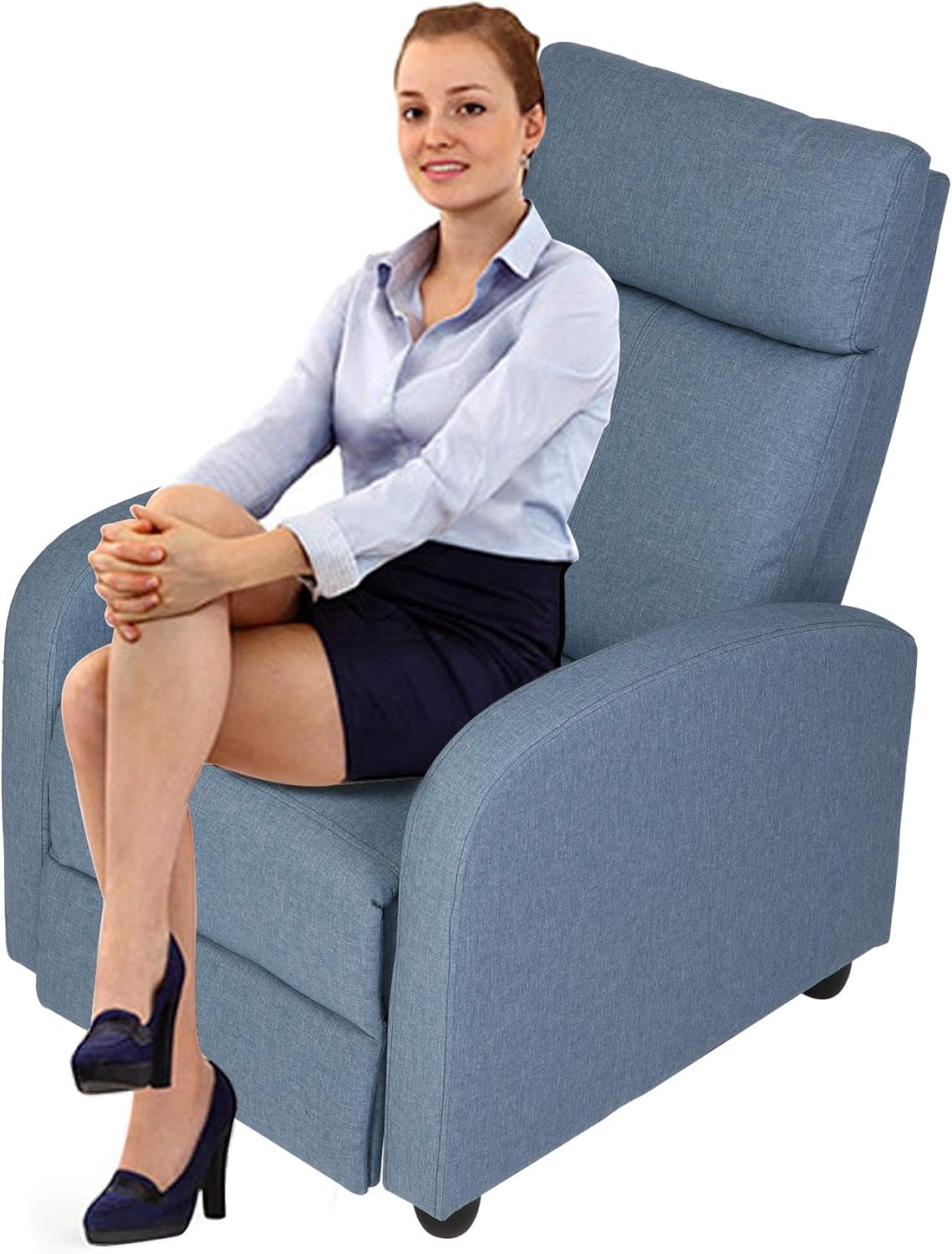 Koreyosh Silla reclinable de tela, sofá individual ajustable, asiento de cine en casa, sofá reclinable de lectura para sala de estar y dormitorio,