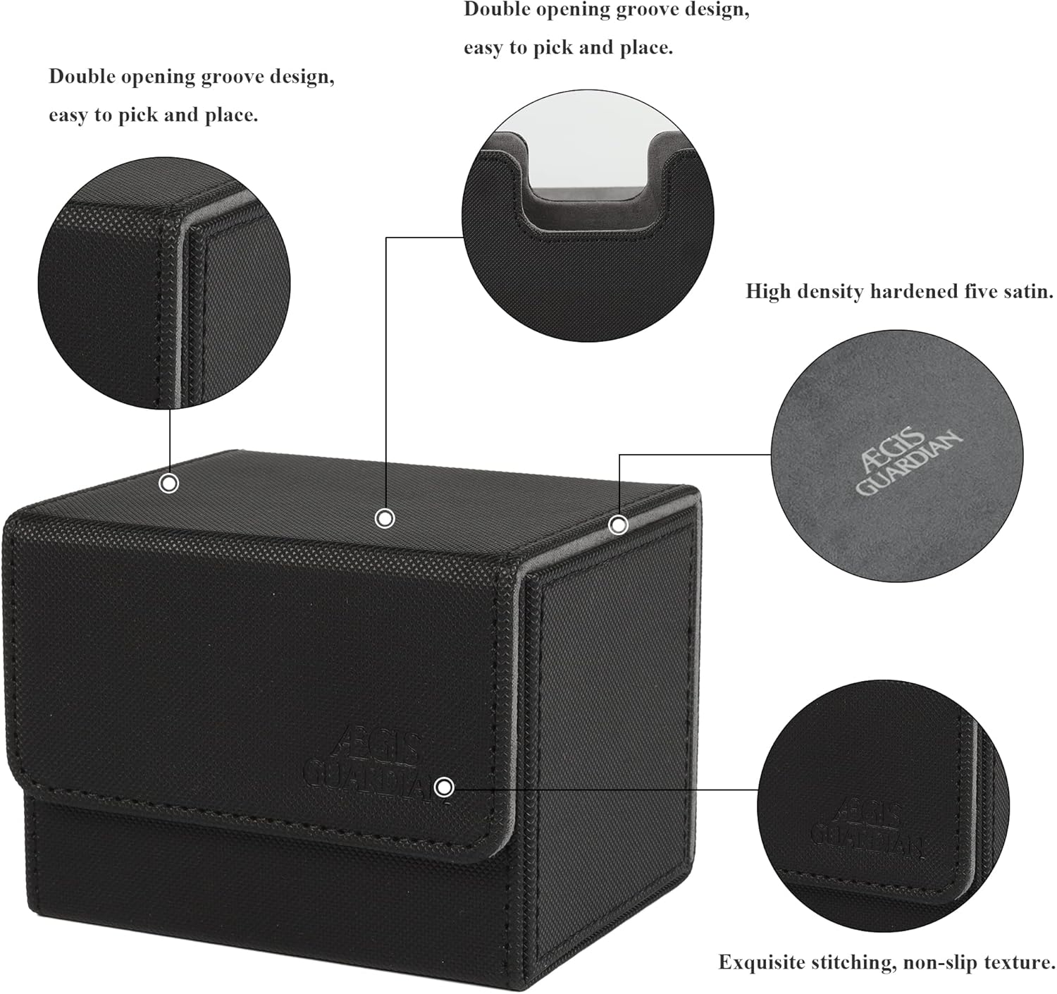 AEGIS GUARDIAN – Caja de cartas para MTG, Commander Deck Box con capacidad para más de 120 tarjetas con funda, soporte de cuero fuerte para tarjetas