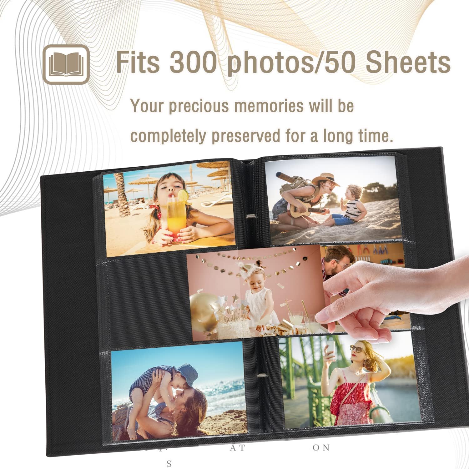 Artmag Álbum de fotos de 4 x 6 pulgadas, 300 fotos, álbum de fotos de tapa dura con capacidad para 300 fotos horizontales de 4 x 6 pulgadas para