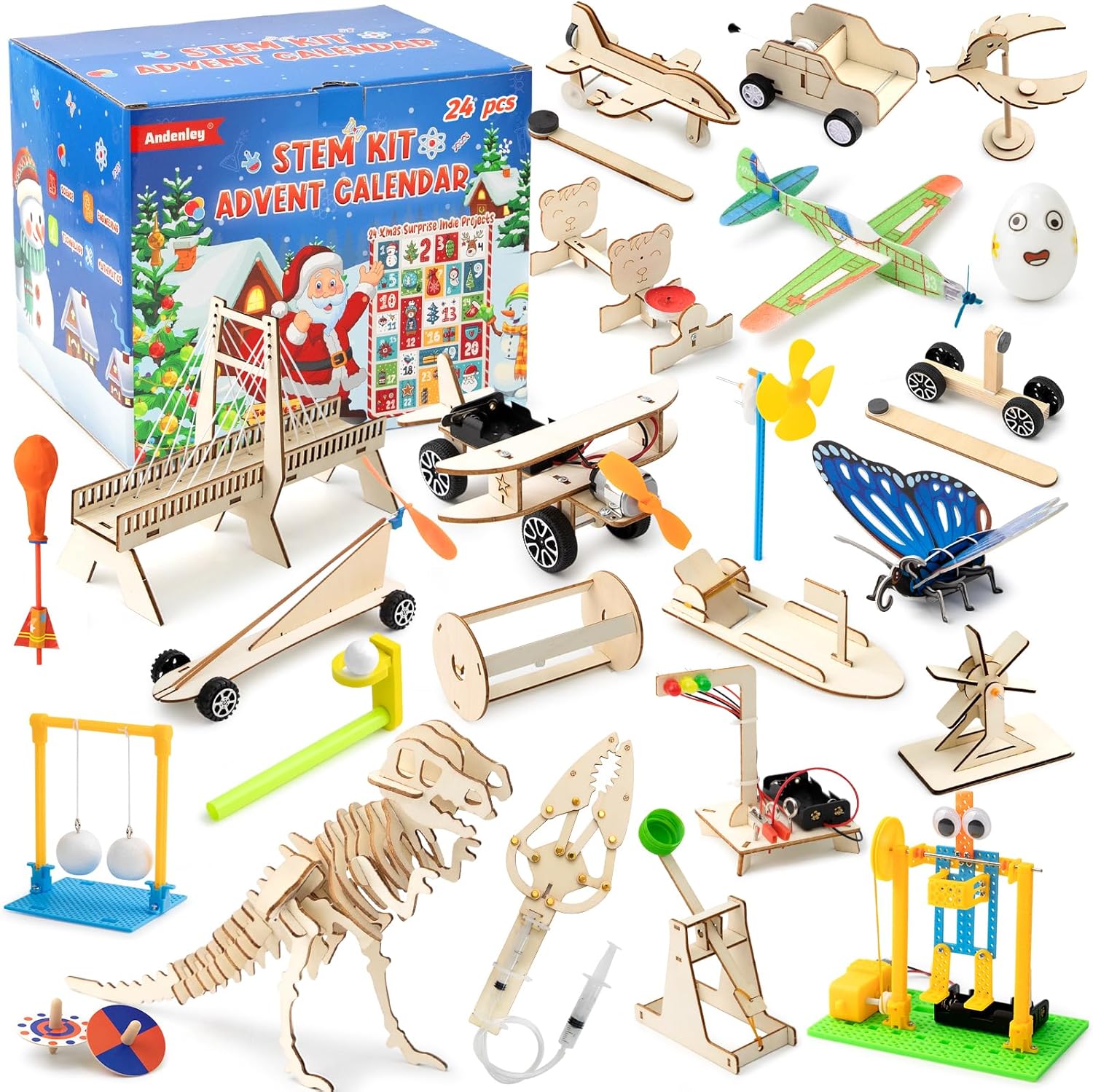 Calendario de Adviento de Navidad 2023, kit STEM de juguete con cuenta regresiva, calendario de Adviento y caja de regalo, kit educativo de ciencia,