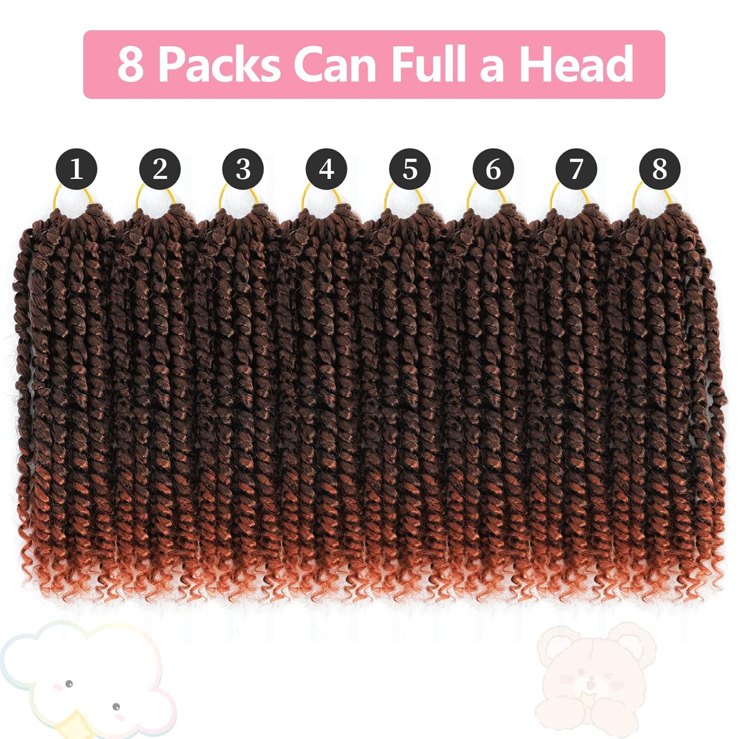 Fulcrum Cabello Passion Twist de 10 pulgadas, 8 paquetes de cabello de ganchillo Passion Twist para mujeres negras, cabello pretrenzado de ganchillo
