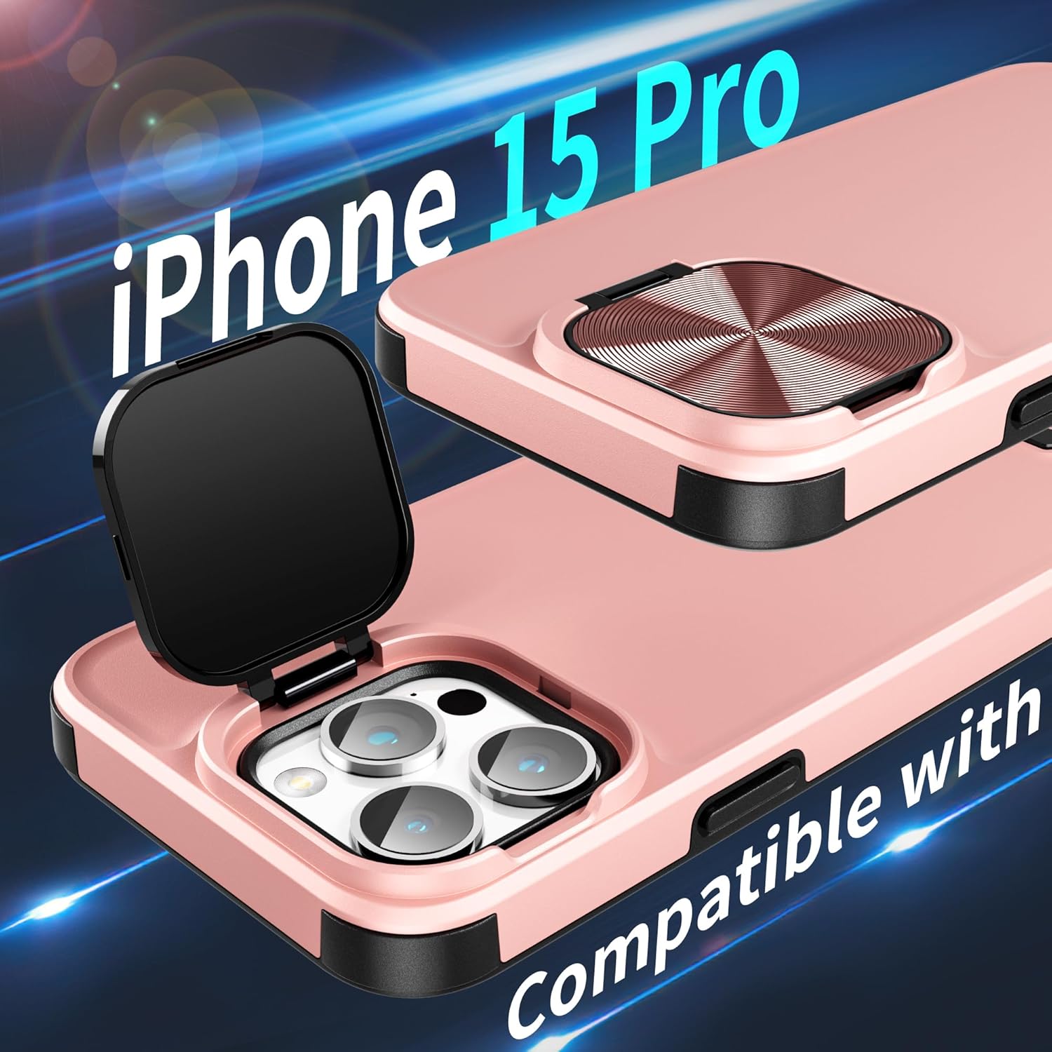 LUTTY MagSafe – Funda diseñada para iPhone 15 Pro con funda para cámara, compatible con MagSafe, con soporte invisible para cámara integrado, funda