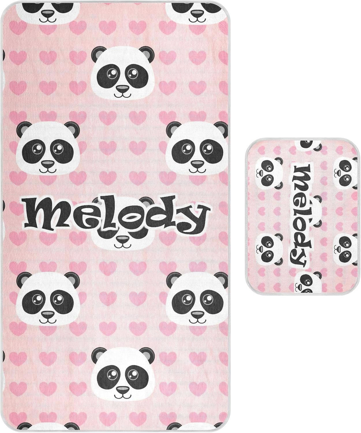 Custom Cute Cartoon Panda Pink Crib Mattress Protector Pad for Boys Girls Baby Ice Silk Mat Bed Pack and Play Sheets Cooling Mattress Topper for