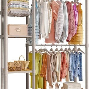 Perchero resistente para ropa de 800 libras de capacidad, perchero de metal independiente con estantes, estantes de ropa comercial para colgar ropa, Perchero resistente para ropa de 800 libras de capacidad, perchero de metal independiente con estantes, estantes de ropa comercial para colgar ropa,