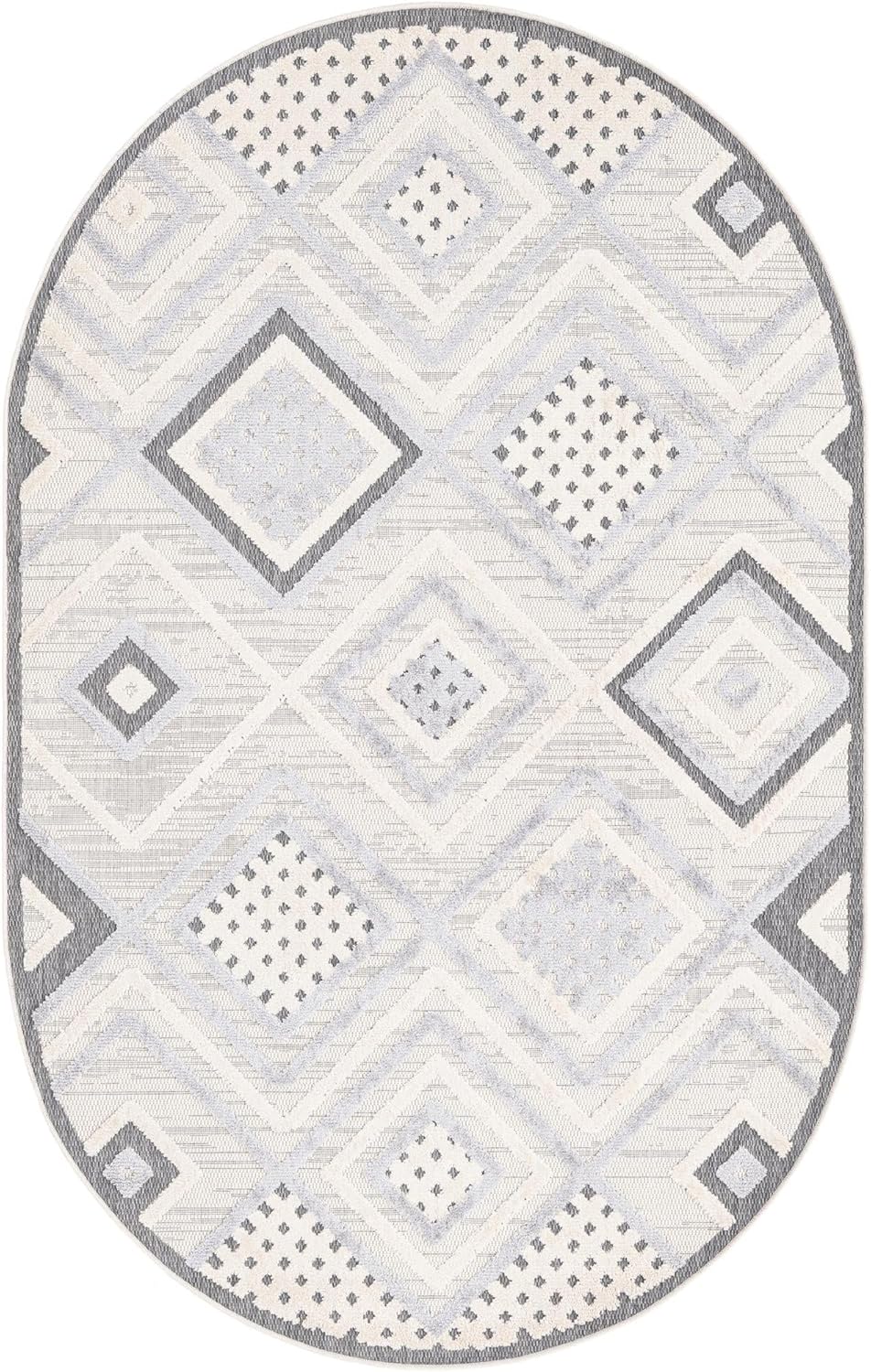 Unique Loom Arlo Collection – Alfombra de área Hannah (ovalada 5 pies 3 pulgadas x 8 pies 0 pulgadas, beige arenosogris)