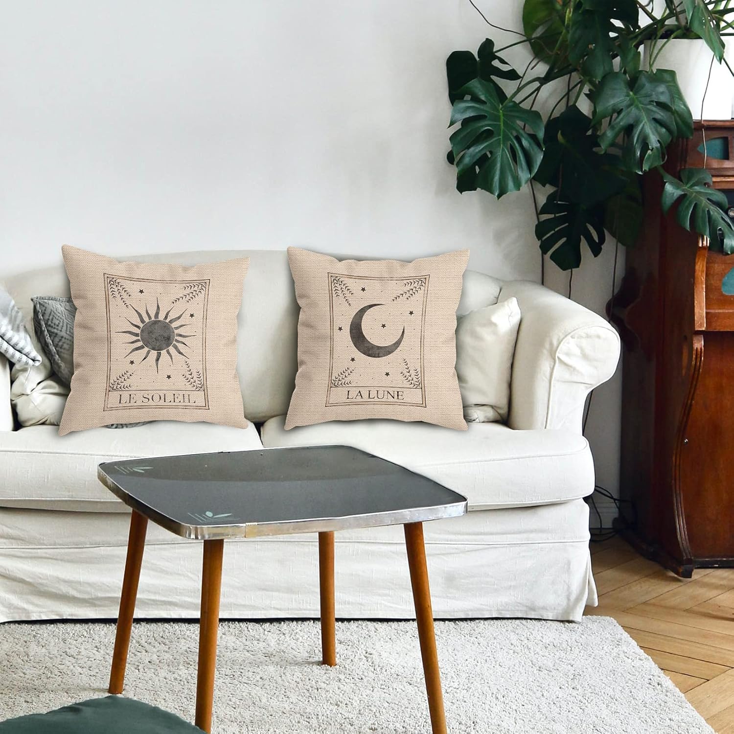 Le Soleil La Luna Tarot Sun and Moon Mystic – Juego de 2 fundas de almohada decorativas, regalos para los amantes del tarot, funda de almohada de