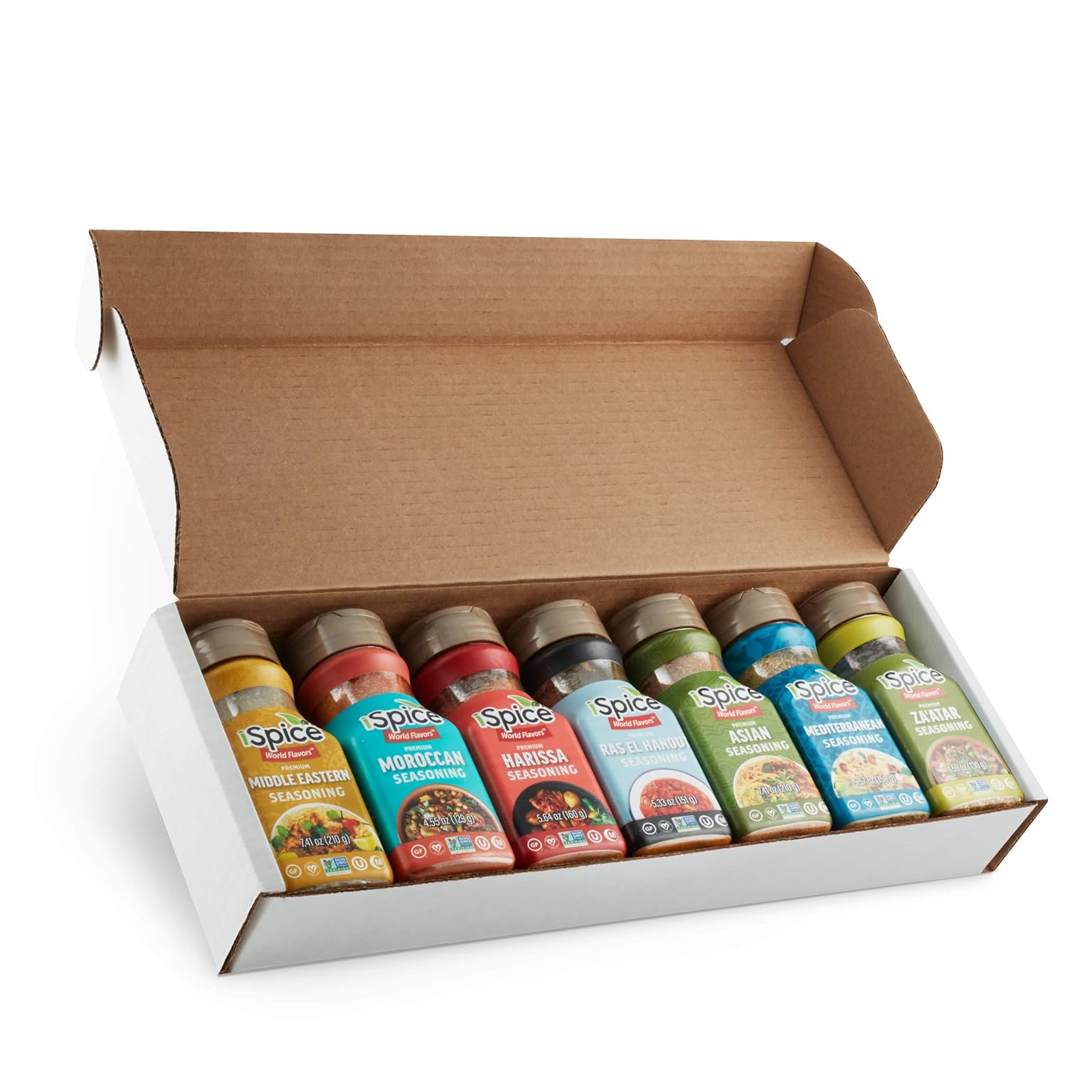 iSpice – Los juegos de especias y condimentos incluyen Harissa Ras El Hanout marroquí de Oriente Medio, asiática, mediterránea Zaatar condimentos