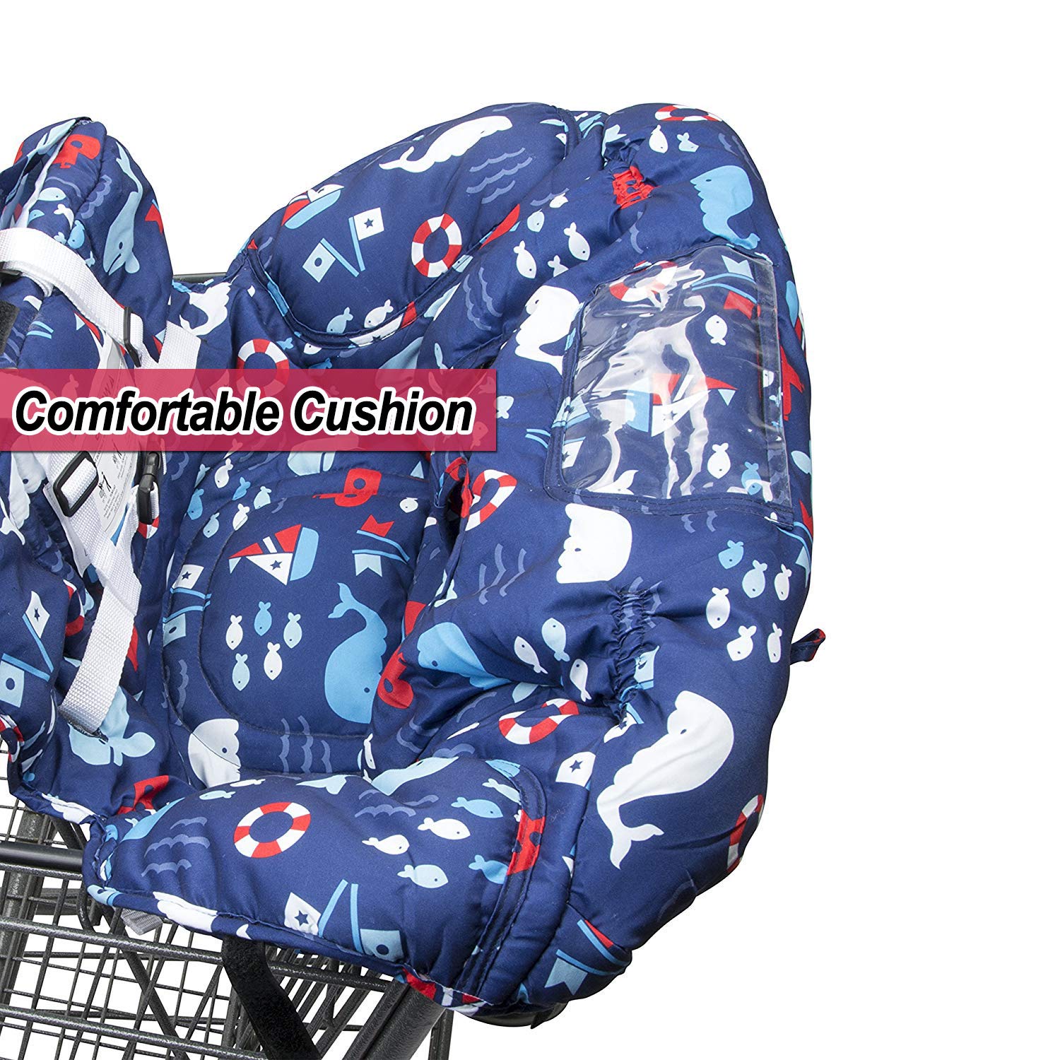 Funda para carrito de compras para bebé, 2 en 1, asiento portátil plegable con bolsa para bebés y niños pequeños, compatible con asiento de carrito