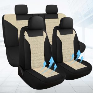 Juego completo de fundas de asiento de automóvil, malla de aire 3D, fundas de asiento de banco dividido delanteras y traseras de tela transpirable Juego completo de fundas de asiento de automóvil, malla de aire 3D, fundas de asiento de banco dividido delanteras y traseras de tela transpirable