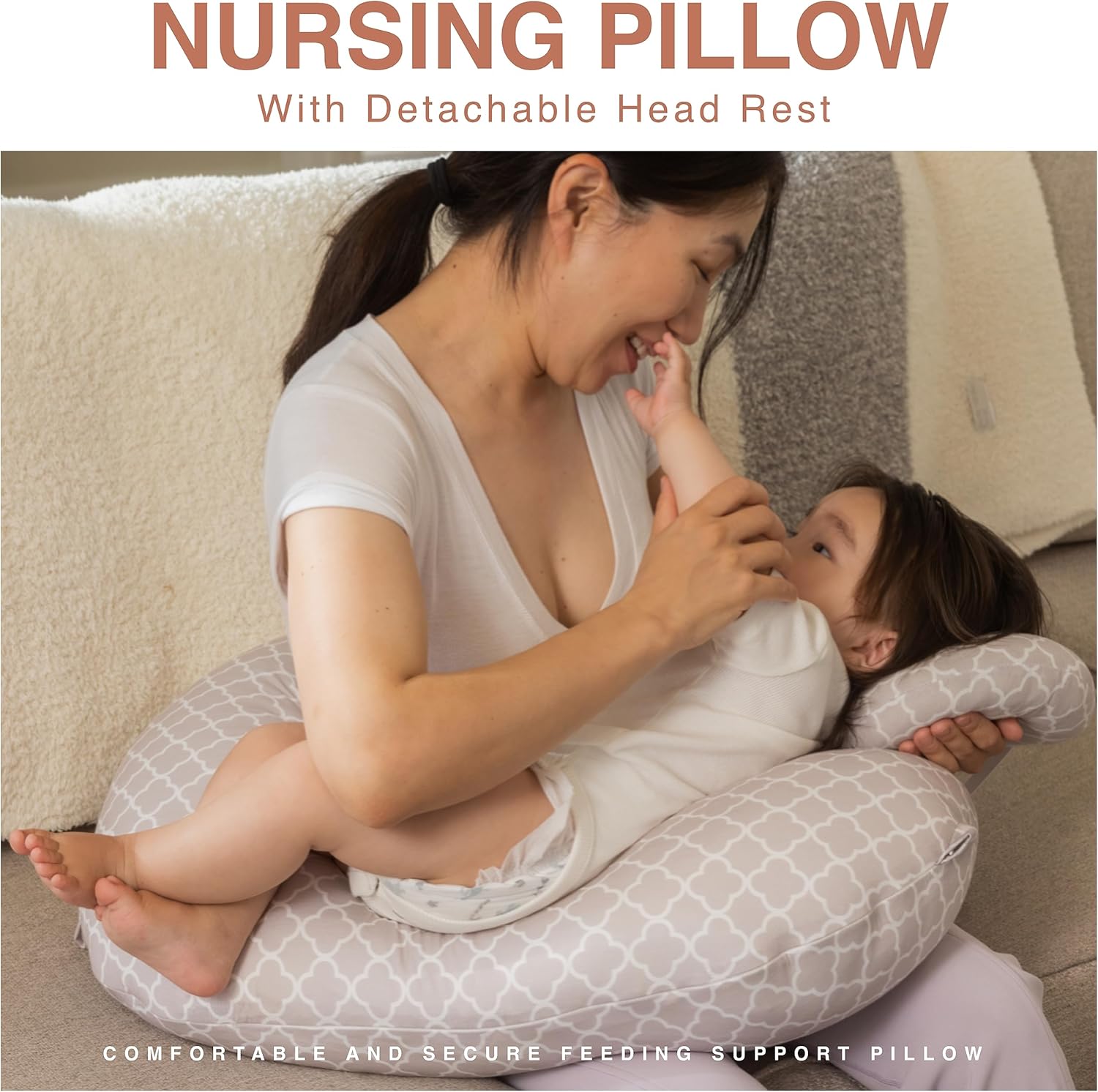 Pharmedoc Almohada de lactancia para lactancia materna – Almohadas de lactancia materna con reposacabezas y correas ajustables para la cintura –
