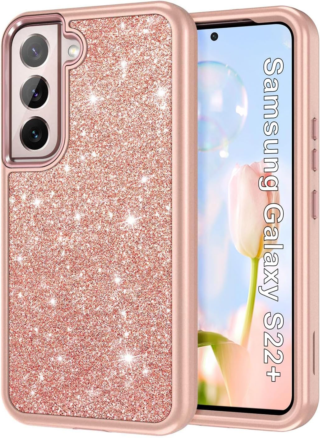 Btscase Funda para Samsung Galaxy S22+S22 Plus 5G, patrón de mármol 3 en 1, resistente a prueba de golpes, cuerpo completo, policarbonato duro y