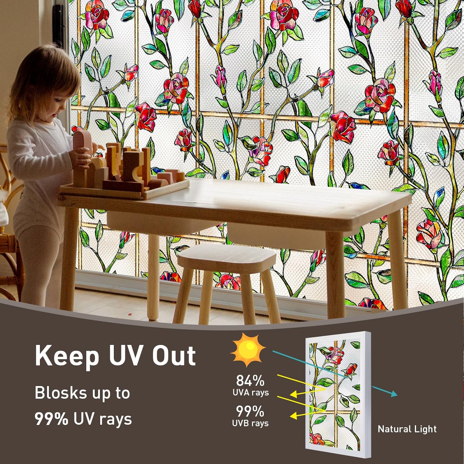 Windimiley Película de privacidad para ventanas de vitral 3D rosa decorativa para baño, esmerilado, se adhiere a la ventana de bloqueo del calor del