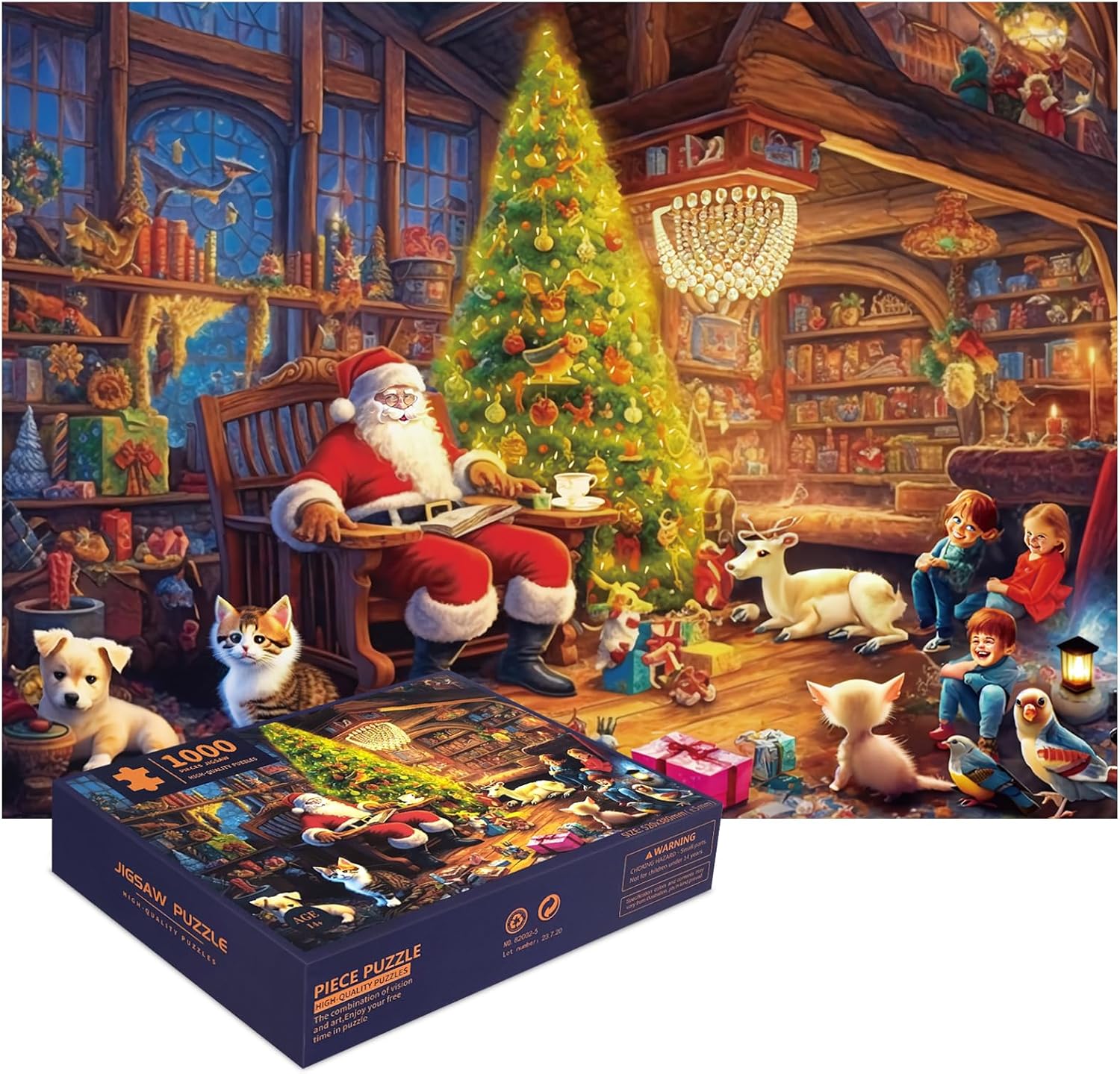 Rompecabezas de Navidad de 1000 piezas para fiesta en casa de Papá Noel, rompecabezas pequeño de 1000 piezas para adultos, rompecabezas de Navidad,