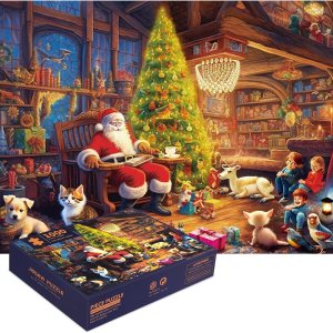 Rompecabezas de Navidad de 1000 piezas para fiesta en casa de Papá Noel, rompecabezas pequeño de 1000 piezas para adultos, rompecabezas de Navidad, Rompecabezas de Navidad de 1000 piezas para fiesta en casa de Papá Noel, rompecabezas pequeño de 1000 piezas para adultos, rompecabezas de Navidad,