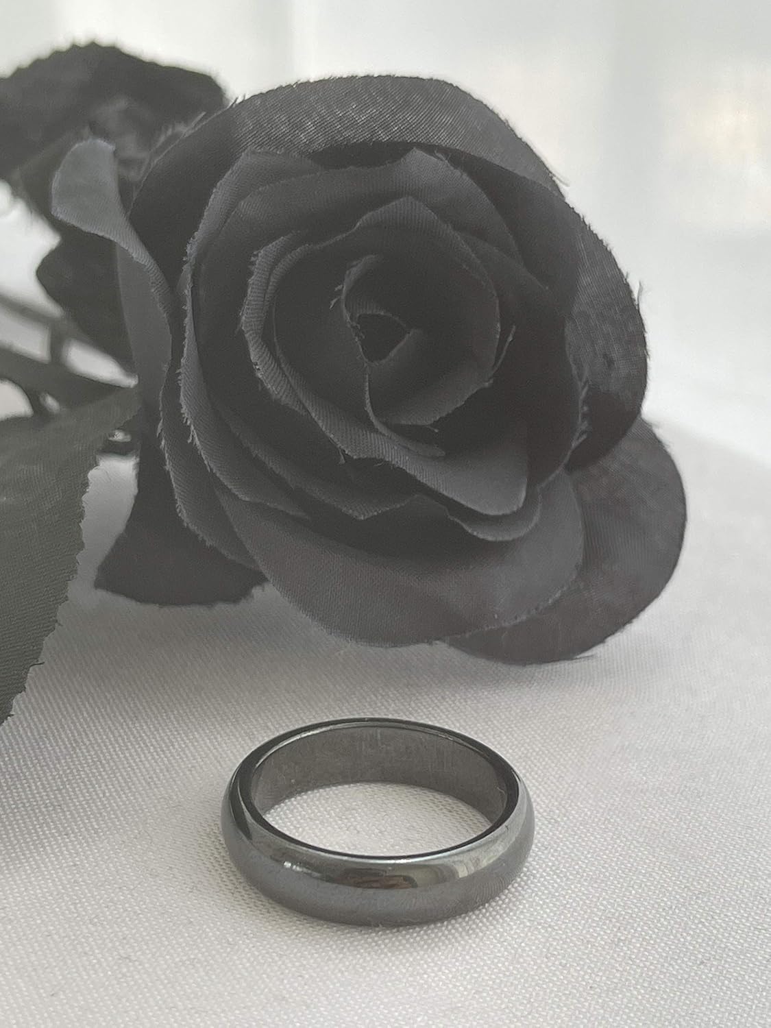 Loveso Anillo de hematita para mujeres y hombres, unisex, anillo de hematita negra, equilibrio de ansiedad, chakra raíz, regalo ideal para la