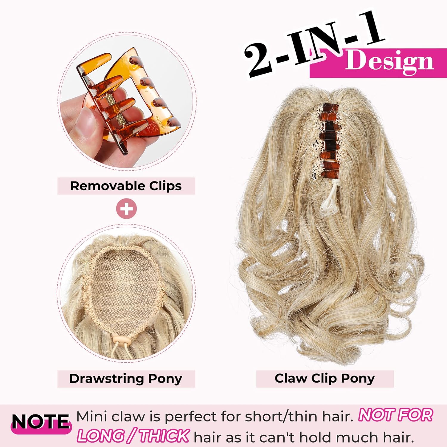 REECHO Extensión de cola de caballo corta de 9 pulgadas, clásica, suelta, rizada, ondulada, con clip, extensiones de cabello con cola de caballo