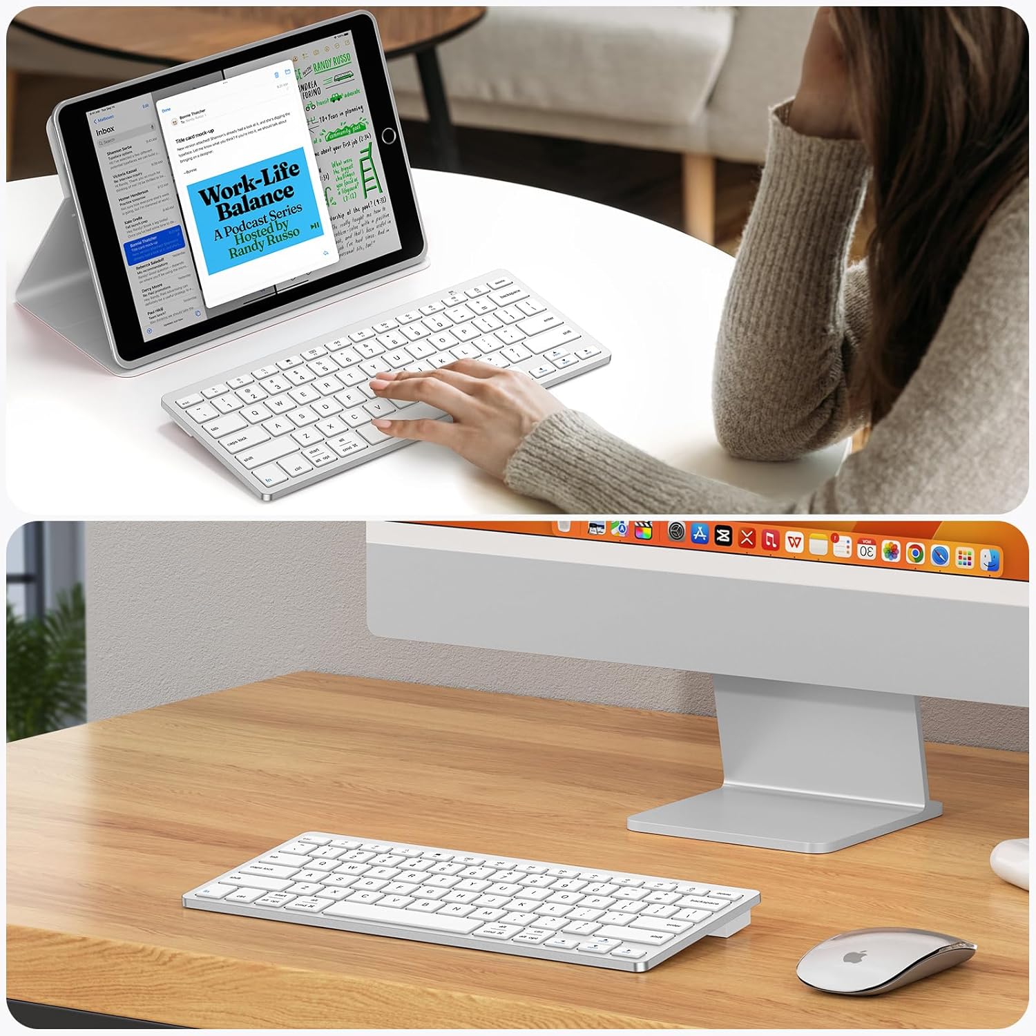 Emetok Teclado Bluetooth universal para iPad, teclado con tecnología BLE mejorada con conexión inquebrantable, duración de la batería de 18 meses,