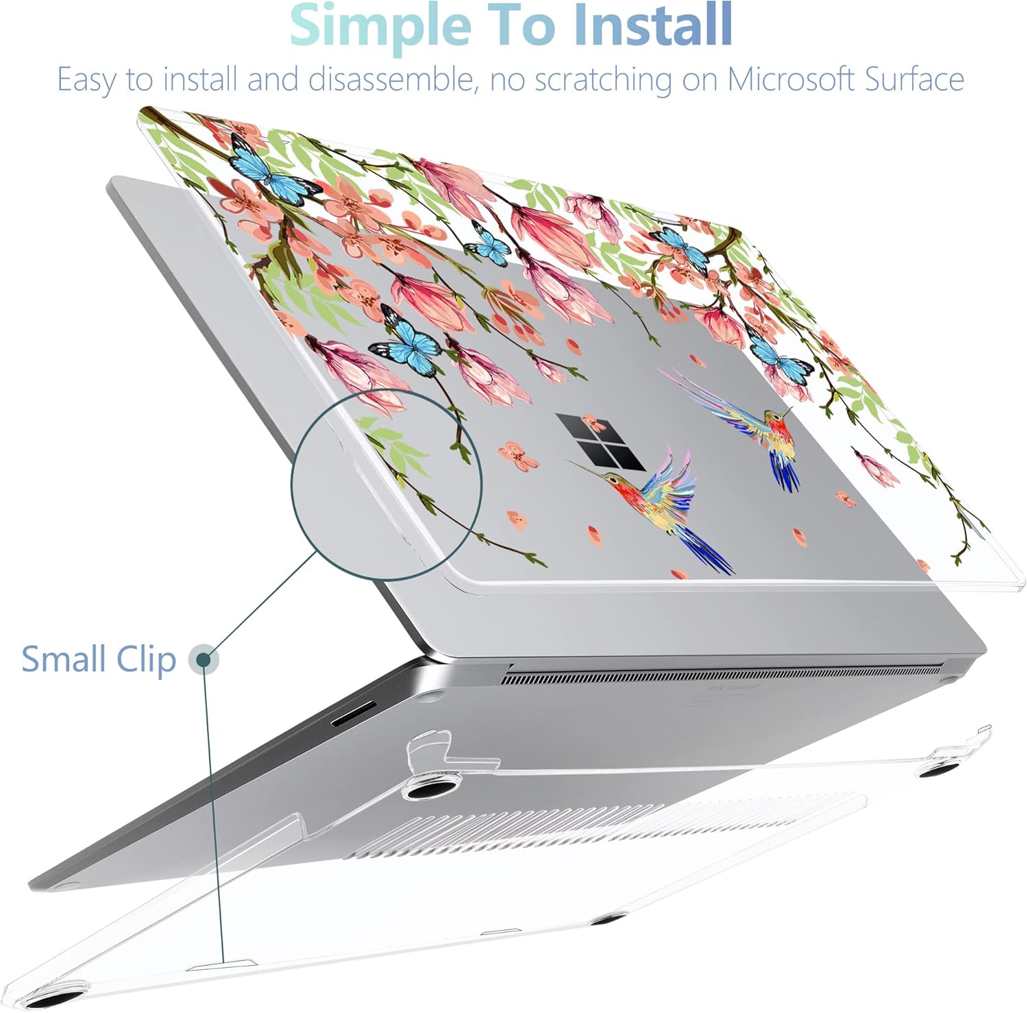 MEEgoodo Funda para portátil Microsoft Surface Go 21 de 12.4 pulgadas lanzada en 2022 2020, fundas rígidas transparentes para laptop con teclado y