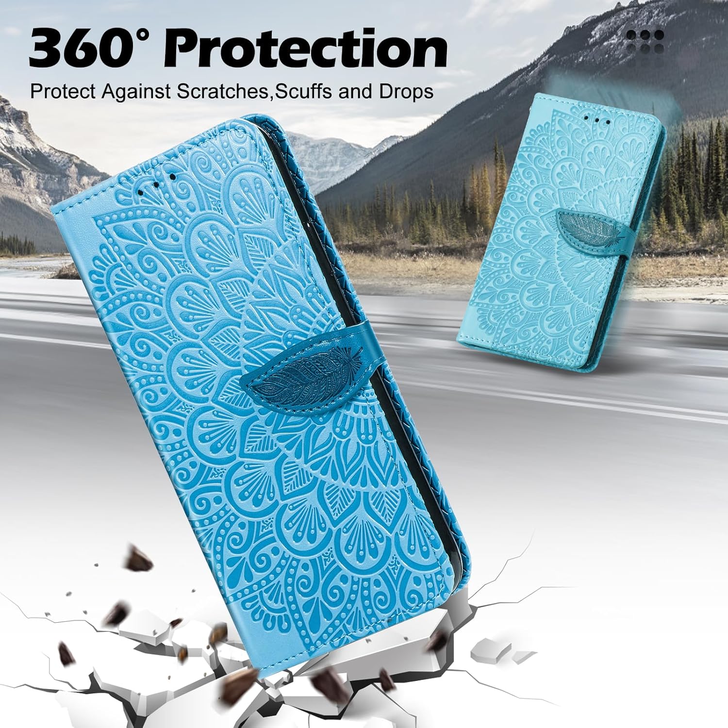 Funda compatible con Moto G Power 2022, de piel sintética, para mujeres y hombres, funda magnética con tarjetero para Moto G Power 2022, color azul