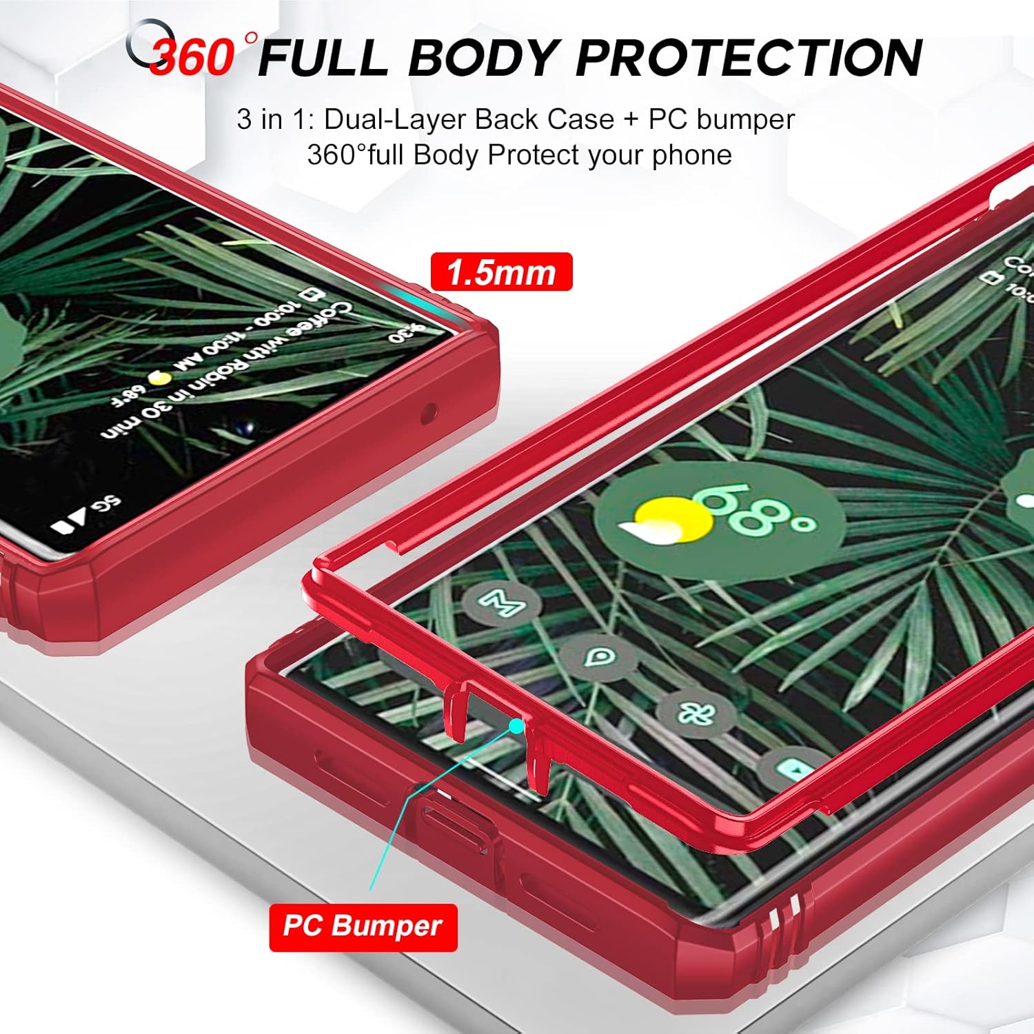 LeYi Funda para Google Pixel 6 Pro Funda para Pixel 6 Pro con cubierta de cámara deslizante, funda de teléfono de grado militar de cuerpo completo