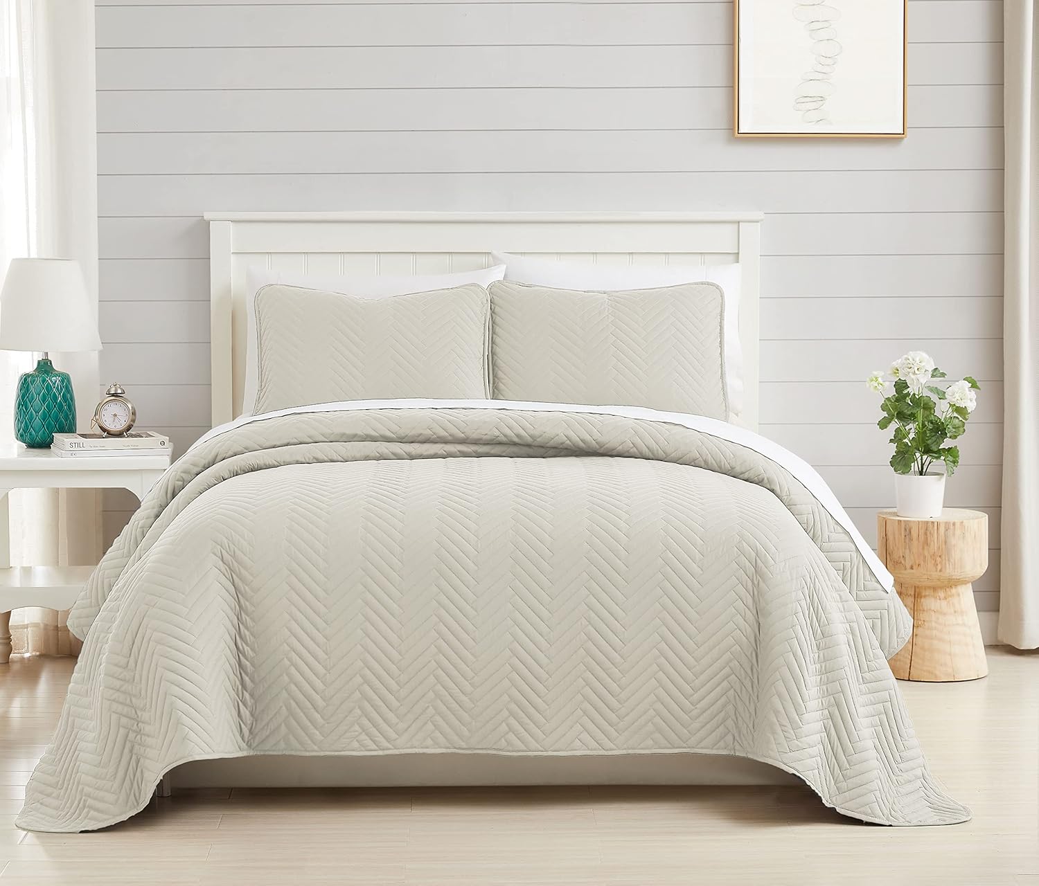 Southshore Fine Living, Inc. Juego de ropa de cama de gran tamaño ligero, tela prelavada, colcha suave de 3 piezas con dos fundas a juego (98