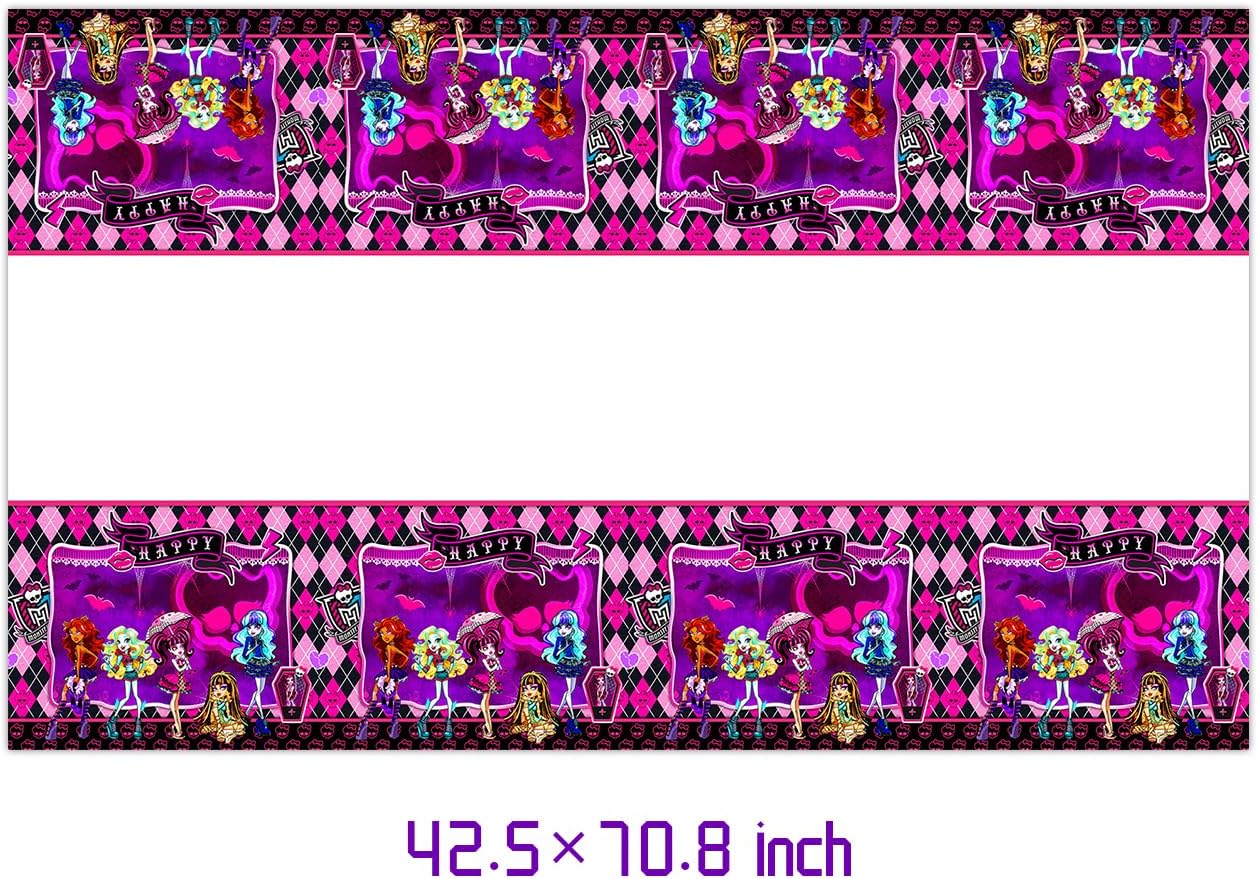CHAMPBULL Paquete de 2 manteles desechables de Monster High para fiestas de cumpleaños, suministros y decoraciones para mesas rectangulares Monster