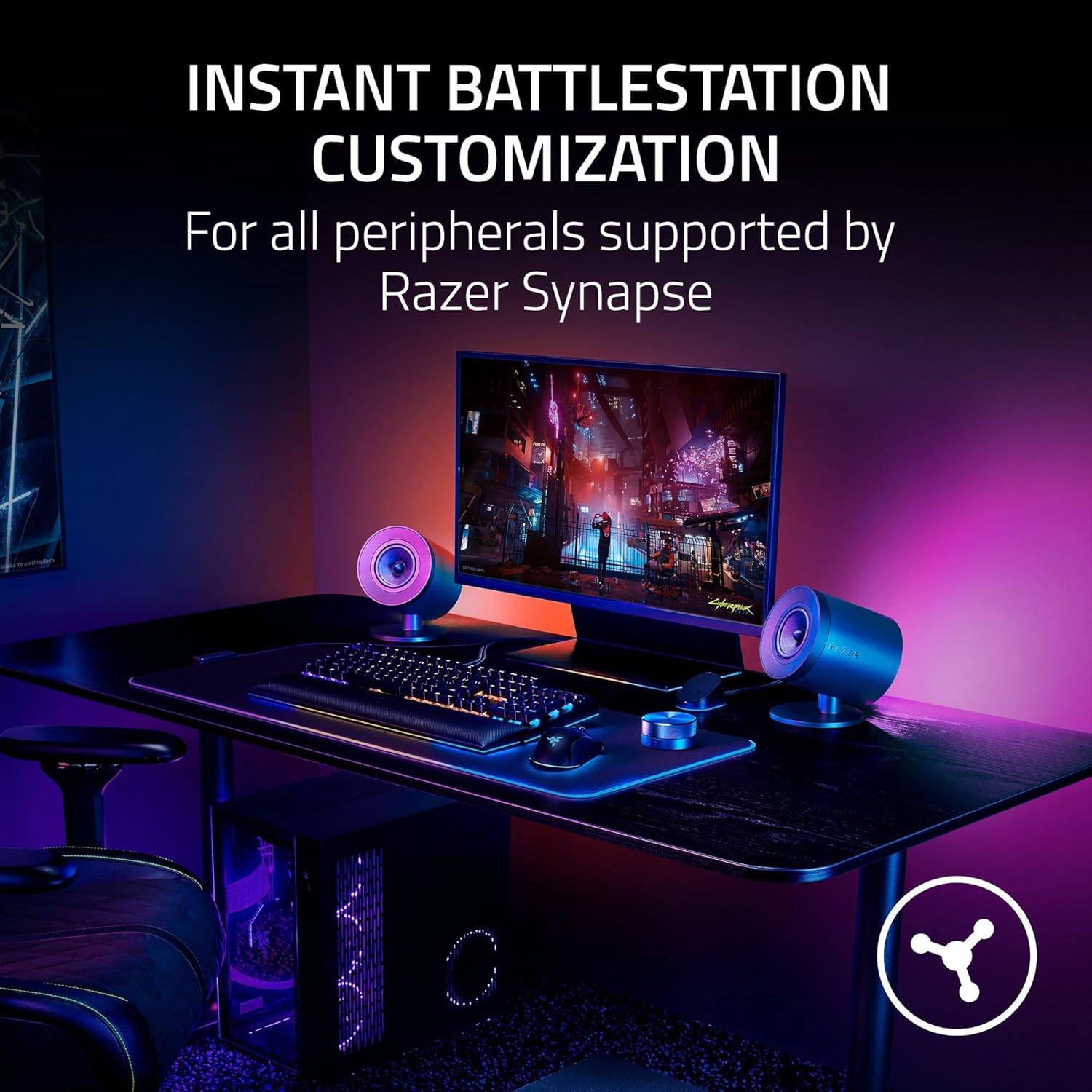 Razer Cápsula de control inalámbrico control de audio avanzado para altavoces Nommo V2 y Leviathan V2 – Personalización de luz RGB – Marcación