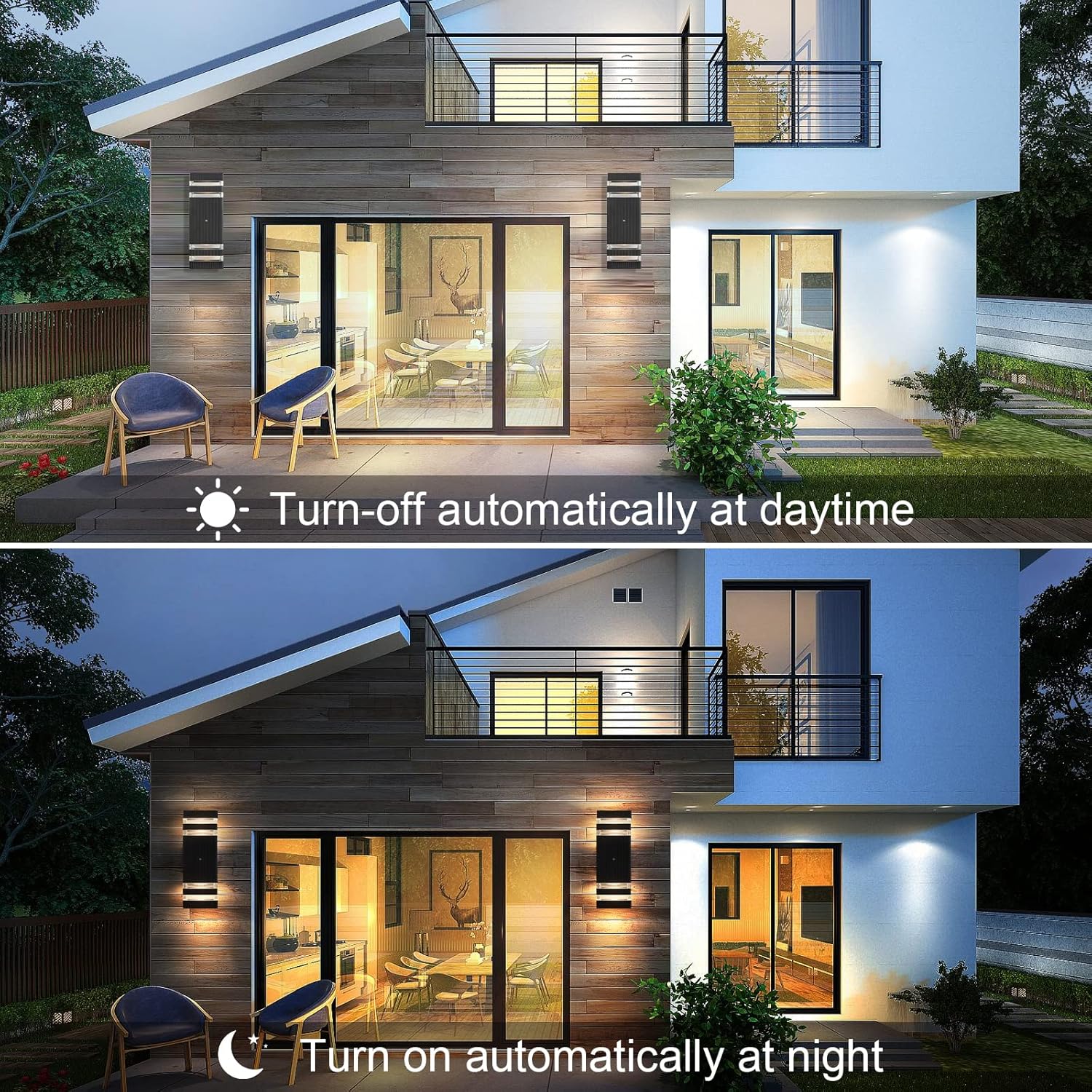Luces de pared al aire libre del anochecer al amanecer, luz de porche al aire libre para casa, luces modernas para puerta exterior, luces exteriores