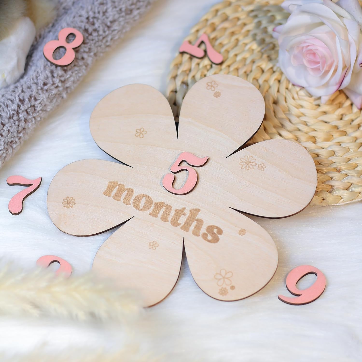 Tarjetas de hitos mensuales para bebés, discos de hitos mensuales de madera, accesorios de fotografía para recién nacidos para documentar el