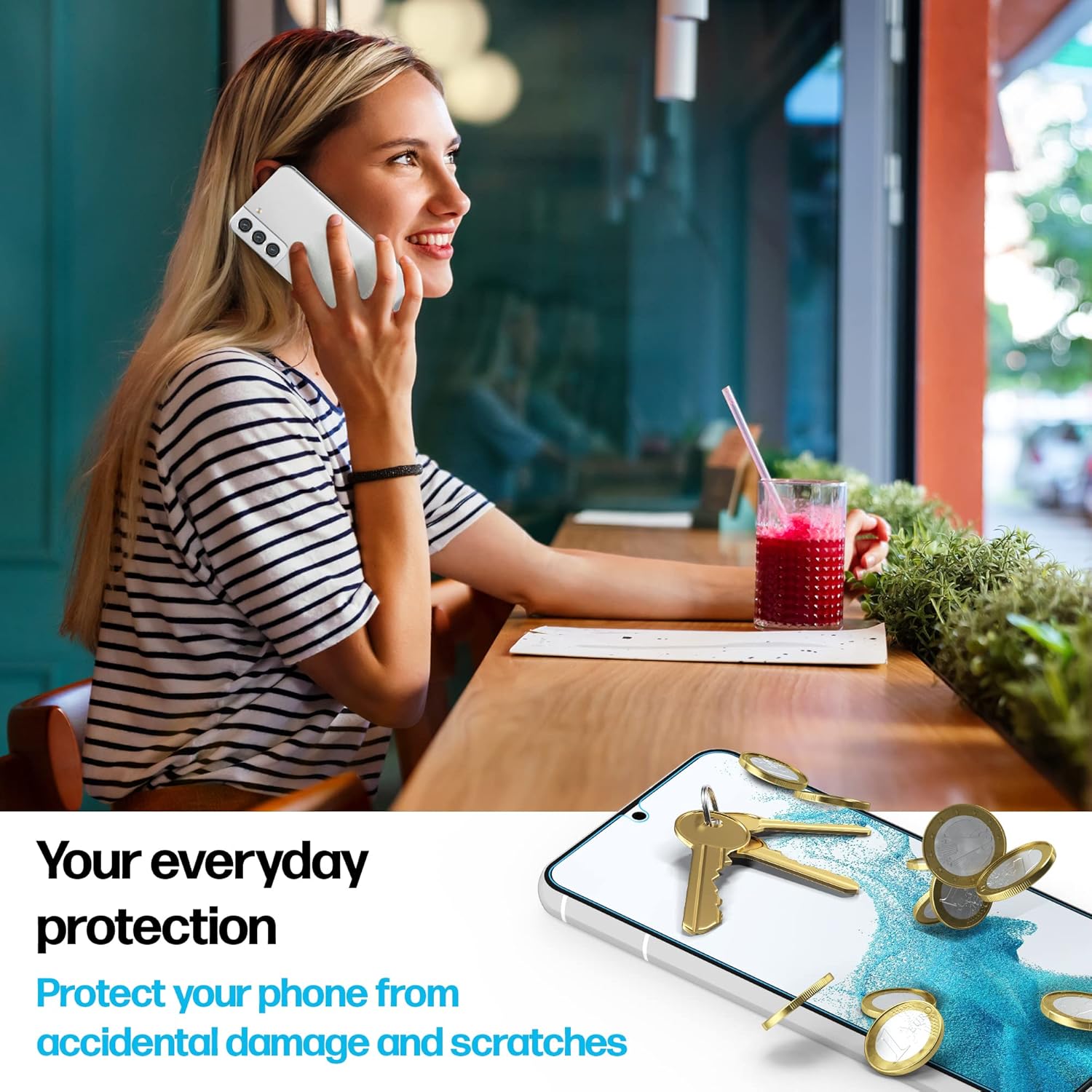 Power Theory Protector de pantalla diseñado para Samsung Galaxy S22 5G, vidrio templado dureza 9H, kit de fácil instalación, 99% HD libre de