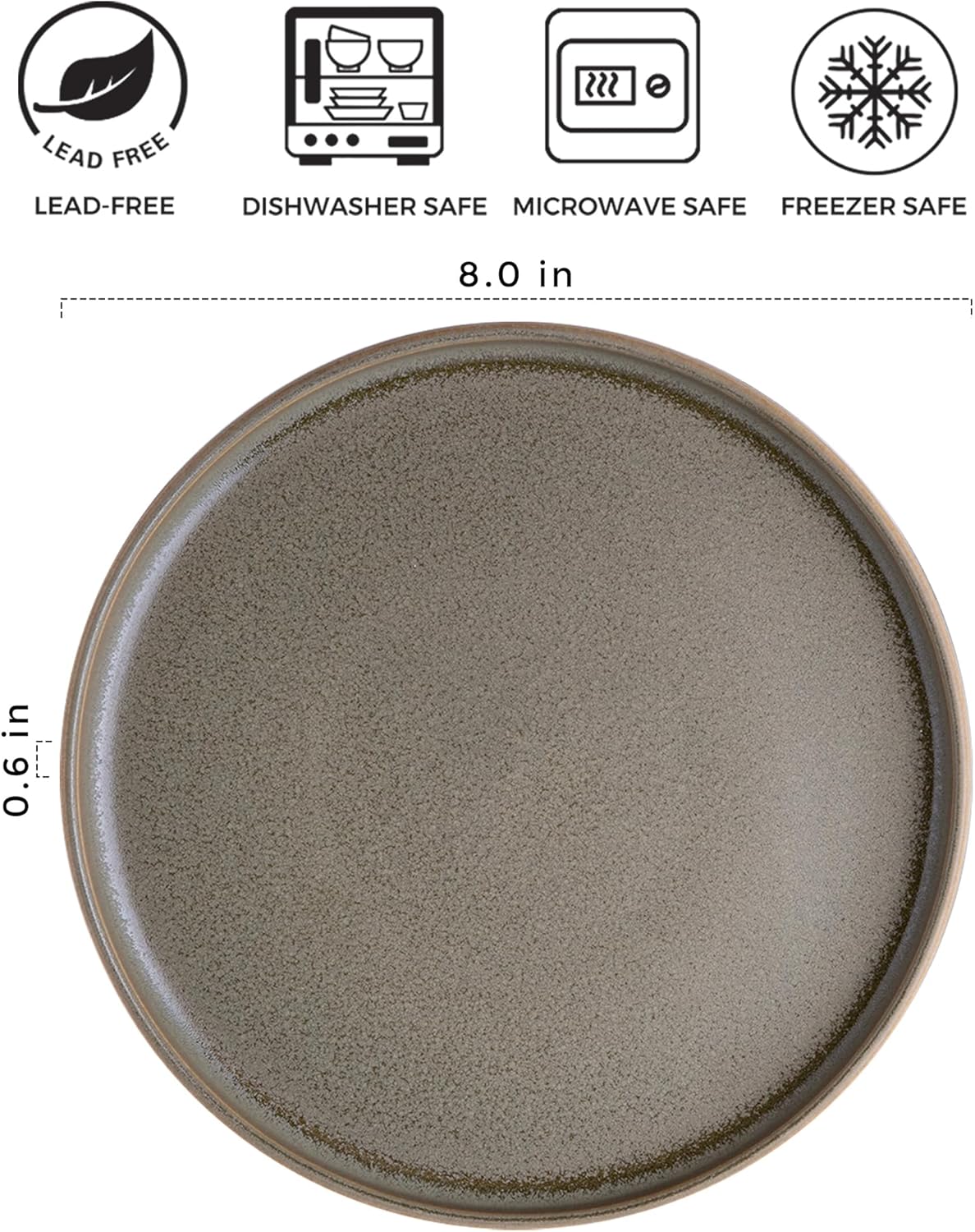 AmorArc Juego de 4 platos de cerámica para ensalada, juego de 4 platos reactivos de esmalte mate de 8.0 pulgadas, postre, ensalada, aperitivo, plato
