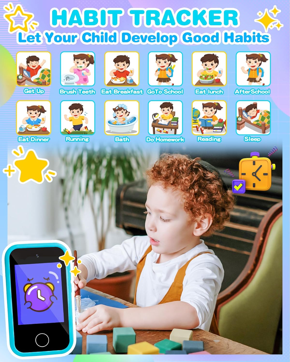 Juguete para niños con teléfono inteligente, regalos y juguetes para niños de 3 a 12 años, pantalla táctil, Navidad, cumpleaños, viajes, con doble