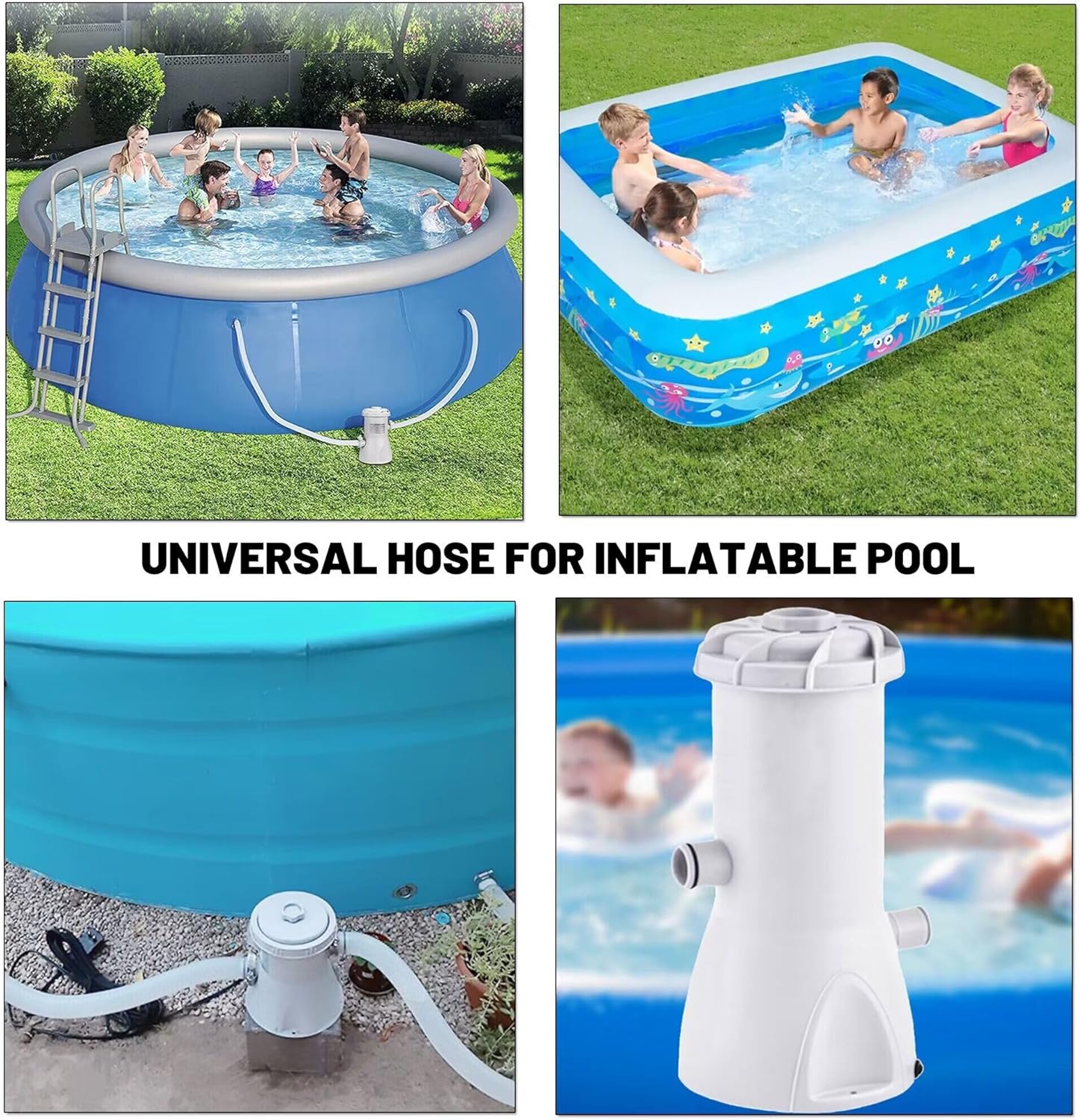 Paquete de 3 mangueras de piscina de repuesto para piscinas sobre el suelo, 1.25 pulgadas de diámetro, manguera de bomba de filtro de 59 pulgadas de