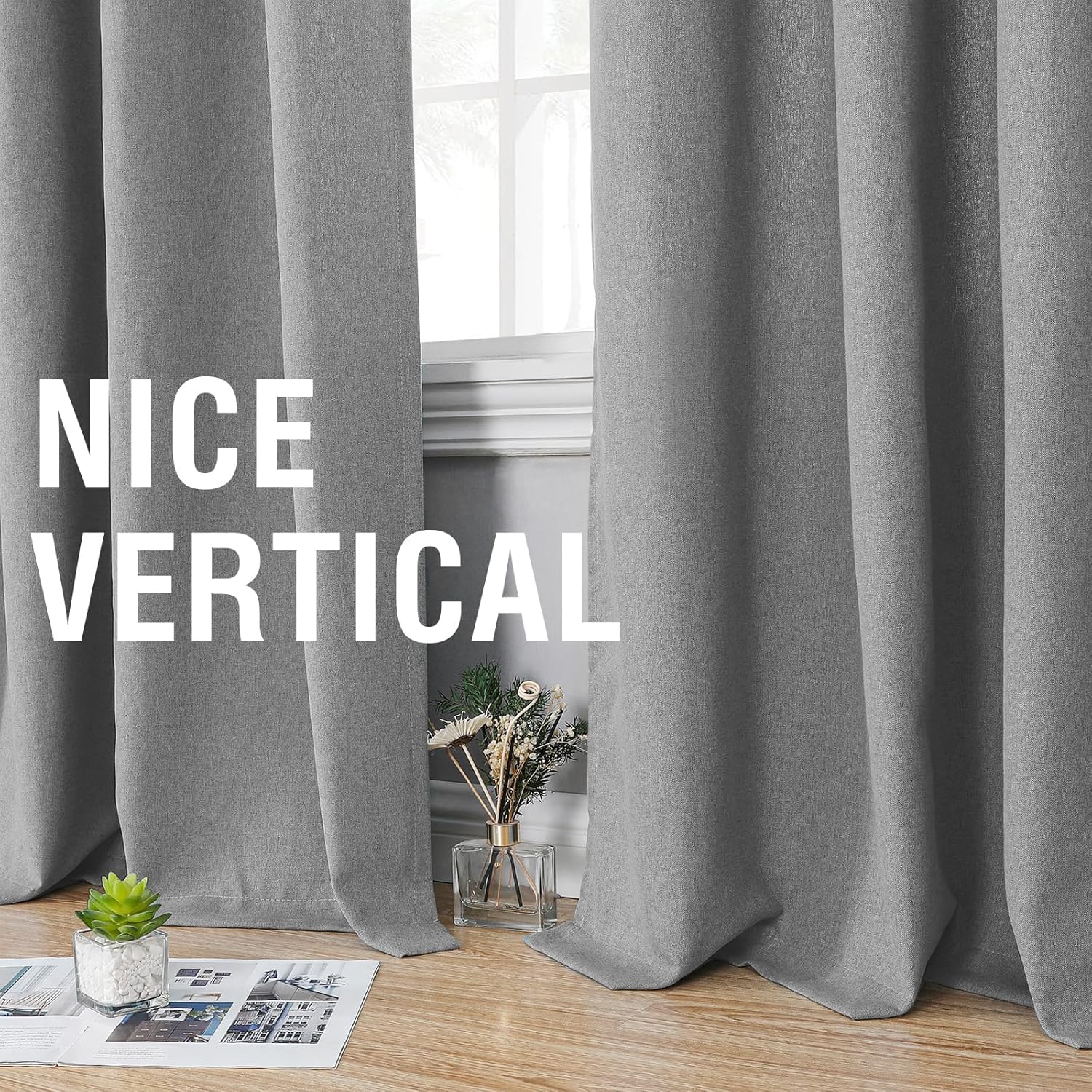 H.VERSAILTEX Paneles de ventana de oscurecimiento completo tipo lino con forro negro, cortinas opacas con aislamiento térmico para dormitorio,