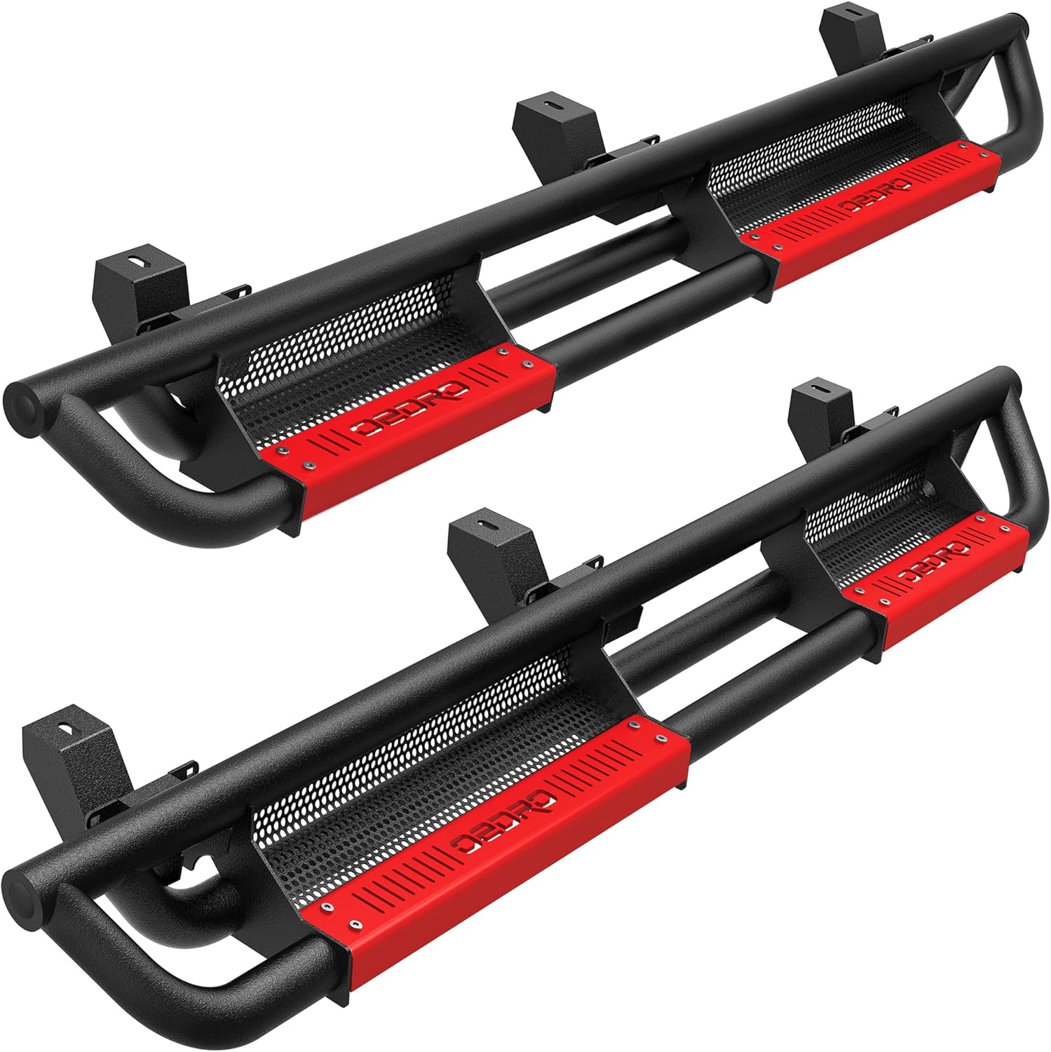 oEdRo Todos los estribos de acero con placas de escalón pintables, peldaños laterales atornillables compatibles con Jeep Wrangler 4XE 2021-2024,