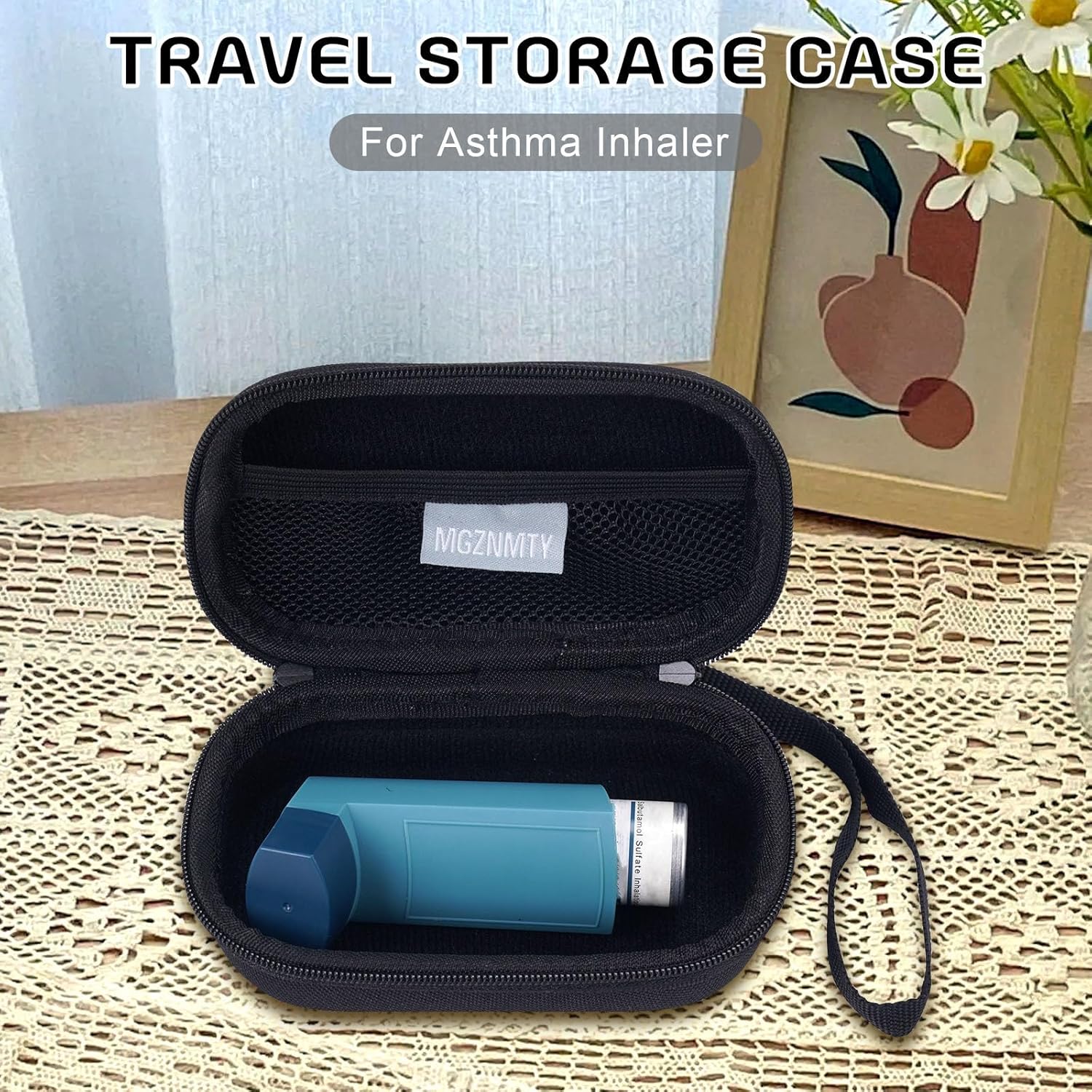Estuche para inhalador de asma, almacenamiento y viaje, práctico estuche para inhalador para adultos y niños (solo estuche) (negro claro)