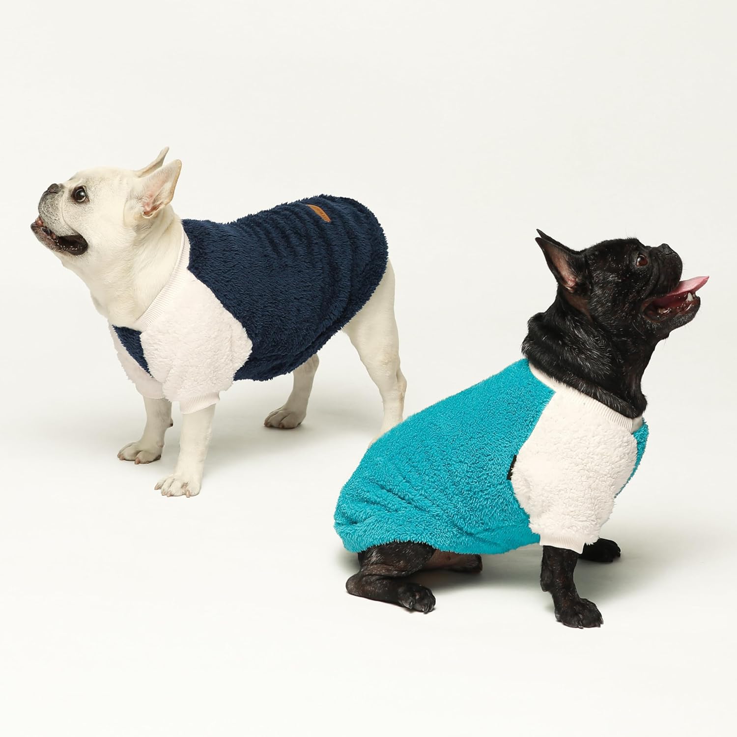Fitwarm Paquete de 2 suéteres de vellón mullido para perro, ropa térmica para perros pequeños, niños y niñas, traje de invierno para mascotas, azul