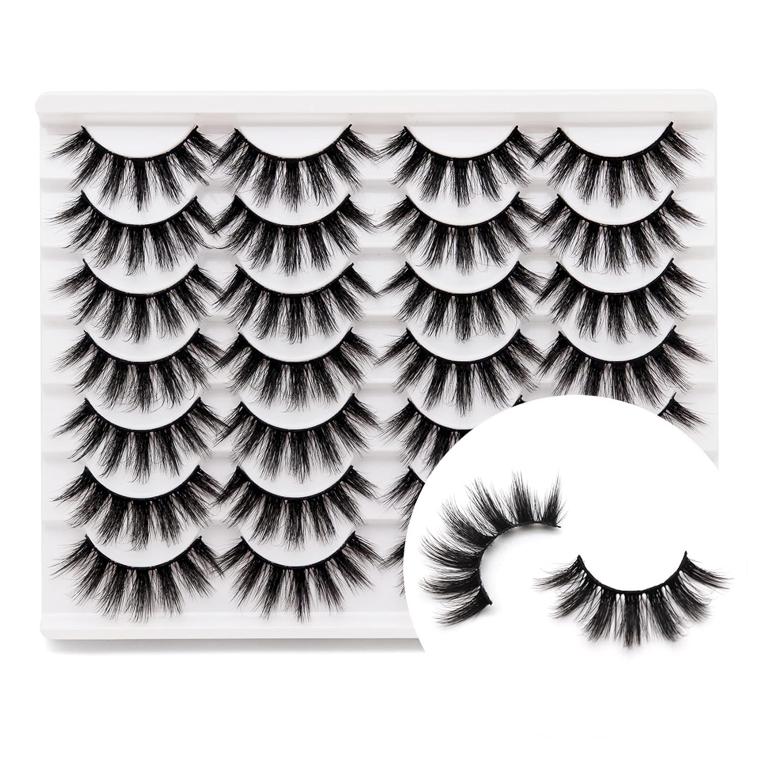 Veleasha Pestañas postizas de visón sintético 3D, pestañas postizas esponjosas de aspecto natural, paquete de 14 pares de pestañas postizas de lujo